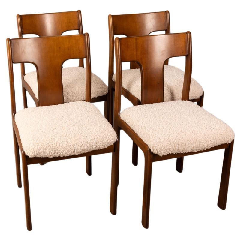 Set of 4 vintage 70's chairs white fabric Italian design