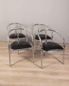 Ensemble de 4 chaises tripodes vintage des années 1970, design italien
