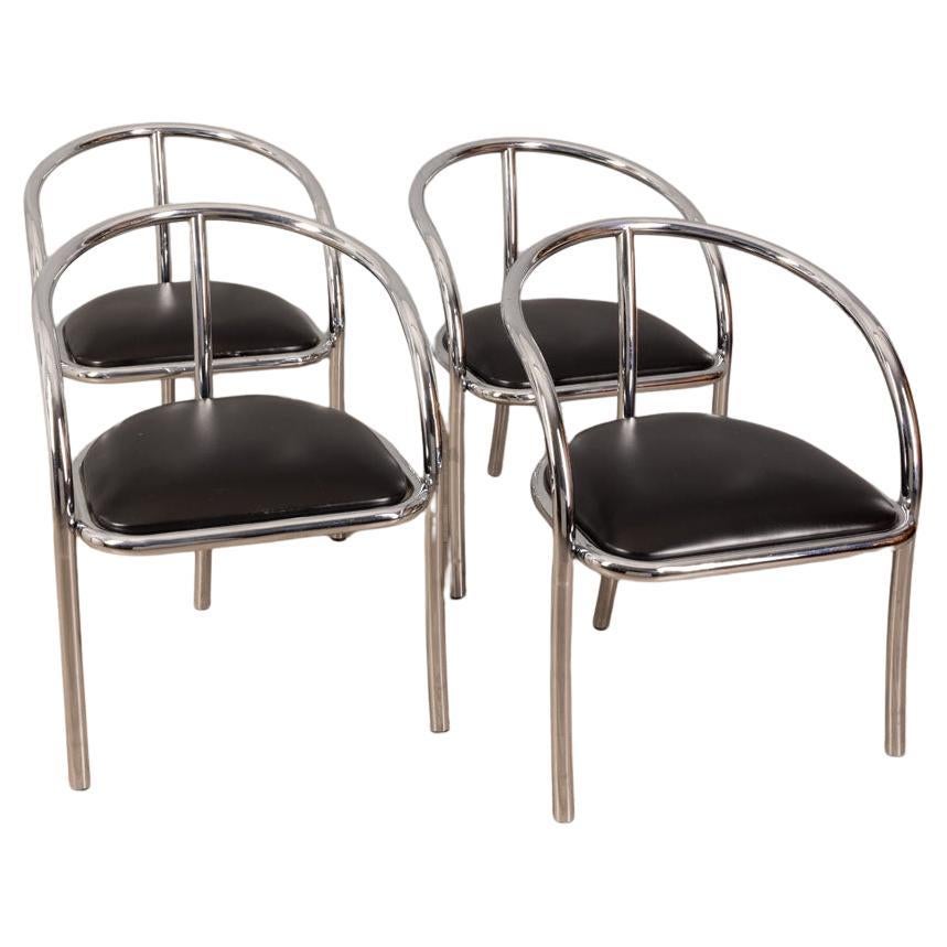 Set of 4 vintage 1970s tripod chairs Italian design