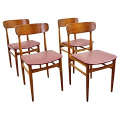 Ensemble de 4 chaises vintage en teck, Danemark années 1960