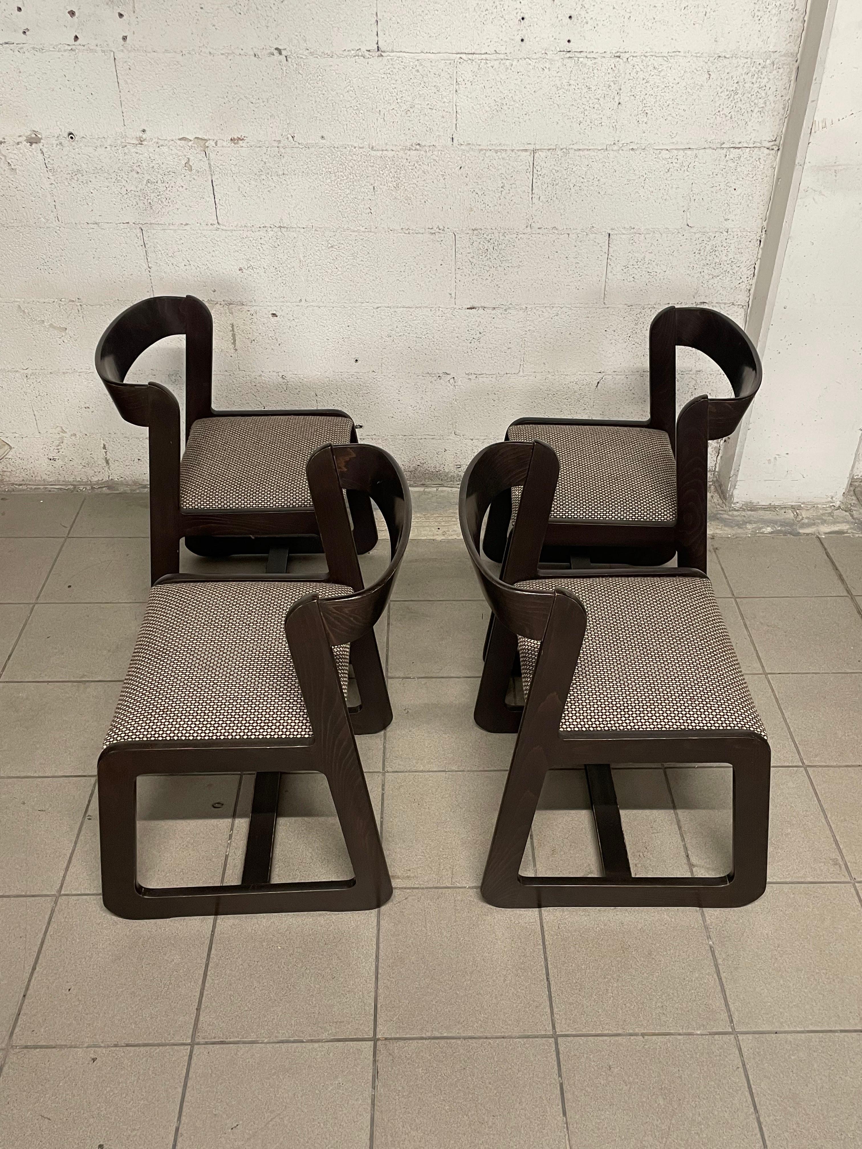 Set di 4 sedie nello stile di Willy Rizzo per Mario Sabot, Italia, anni '70 For Sale 12