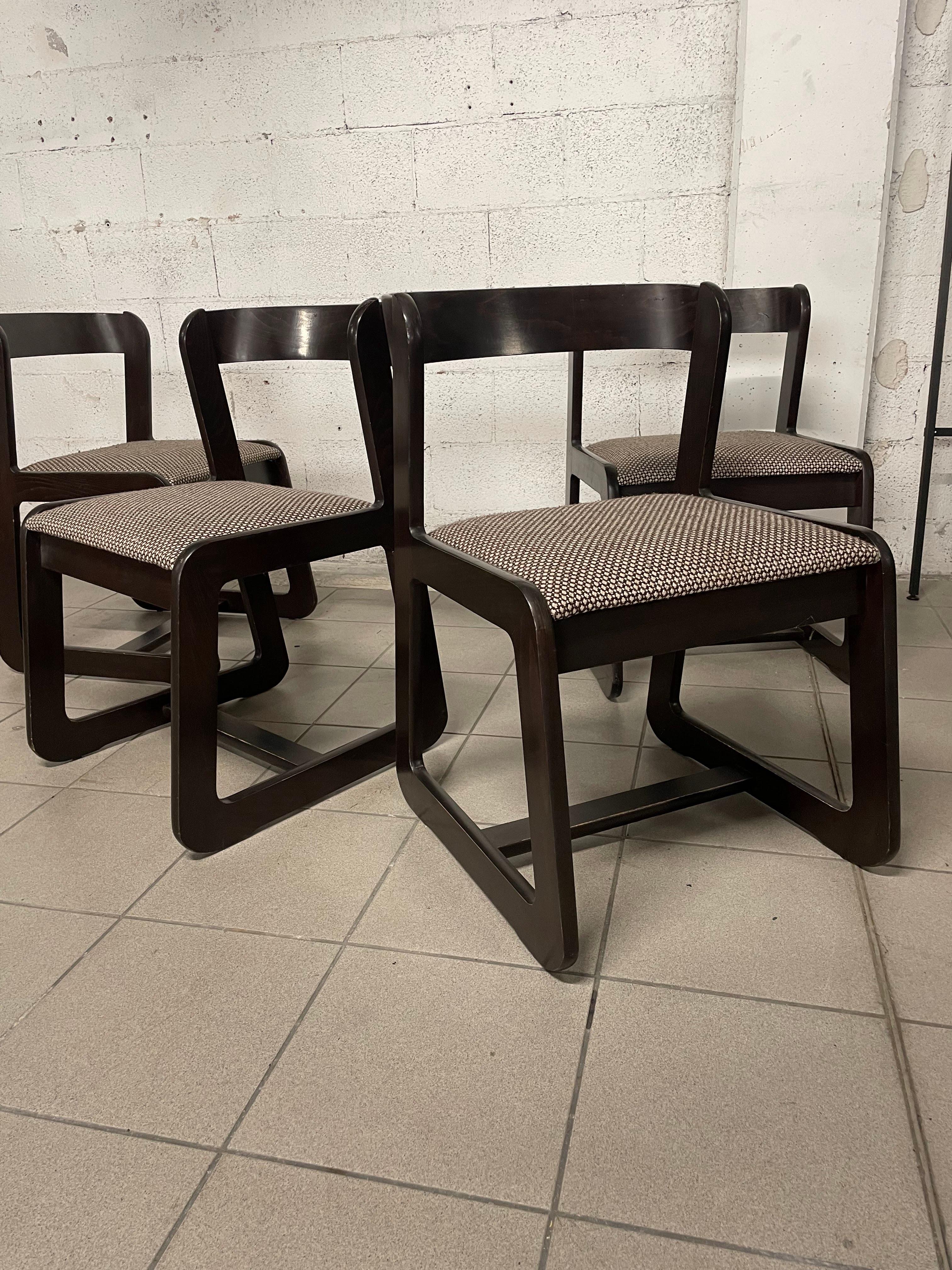 Mid-Century Modern Set di 4 sedie nello stile di Willy Rizzo per Mario Sabot, Italia, anni '70 For Sale