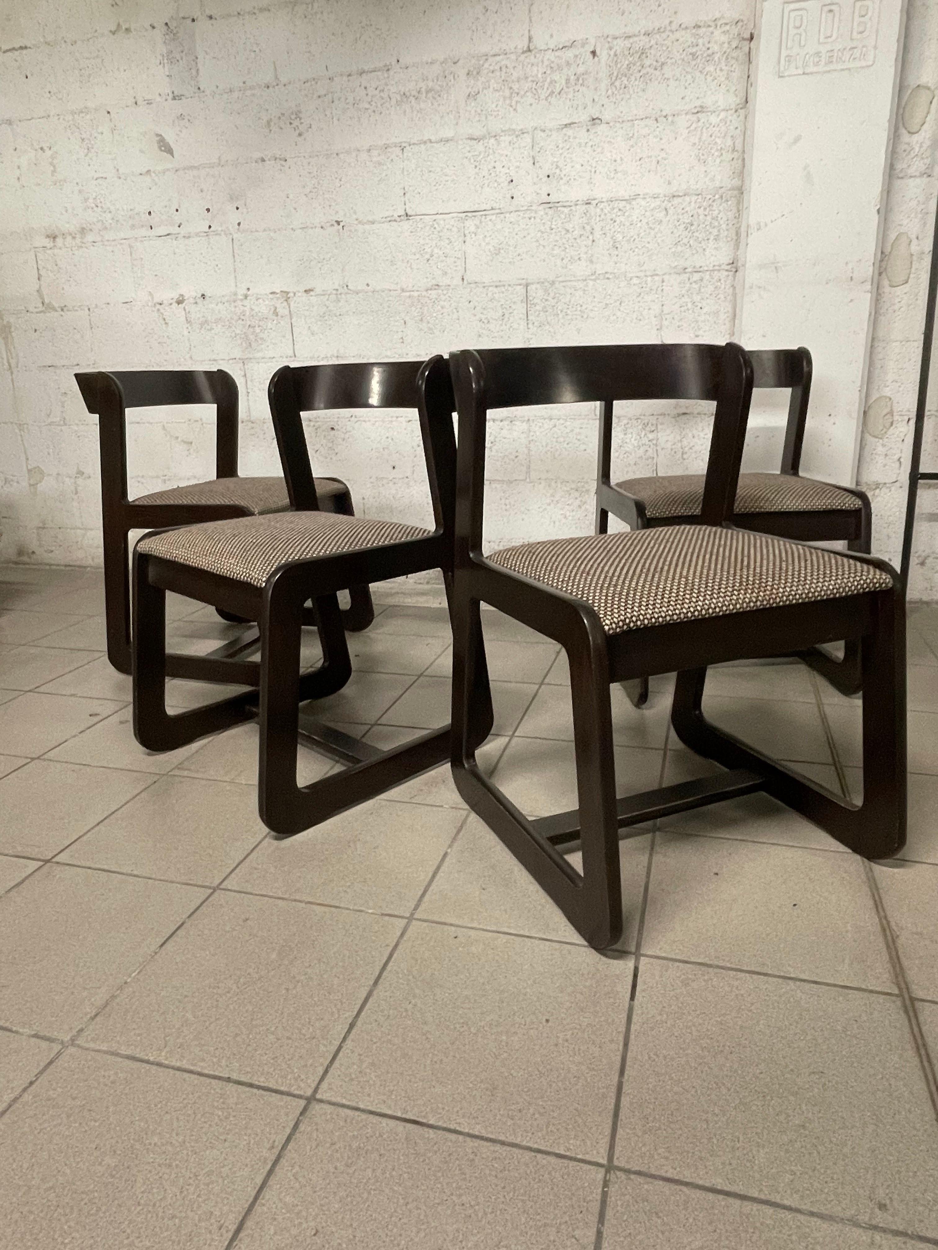 Italian Set di 4 sedie nello stile di Willy Rizzo per Mario Sabot, Italia, anni '70 For Sale