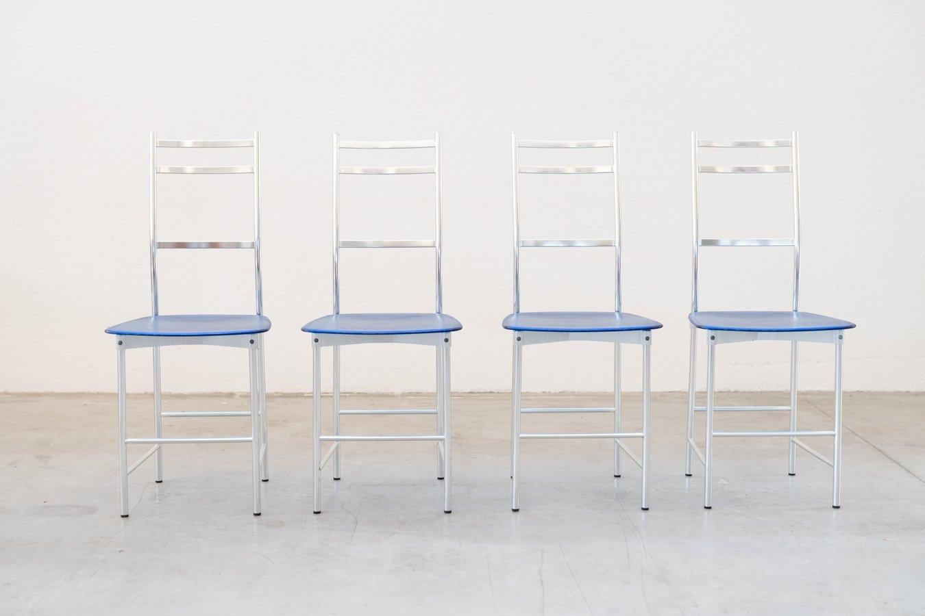 Set di 4 Sedie Ycami Italia in Alluminio Anodizzato e Policarbonato – Design Ann in vendita 6