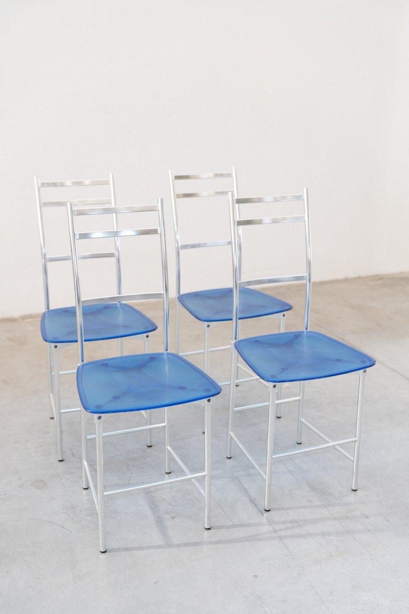 Italian Set di 4 Sedie Ycami Italia in Alluminio Anodizzato e Policarbonato – Design Ann in vendita