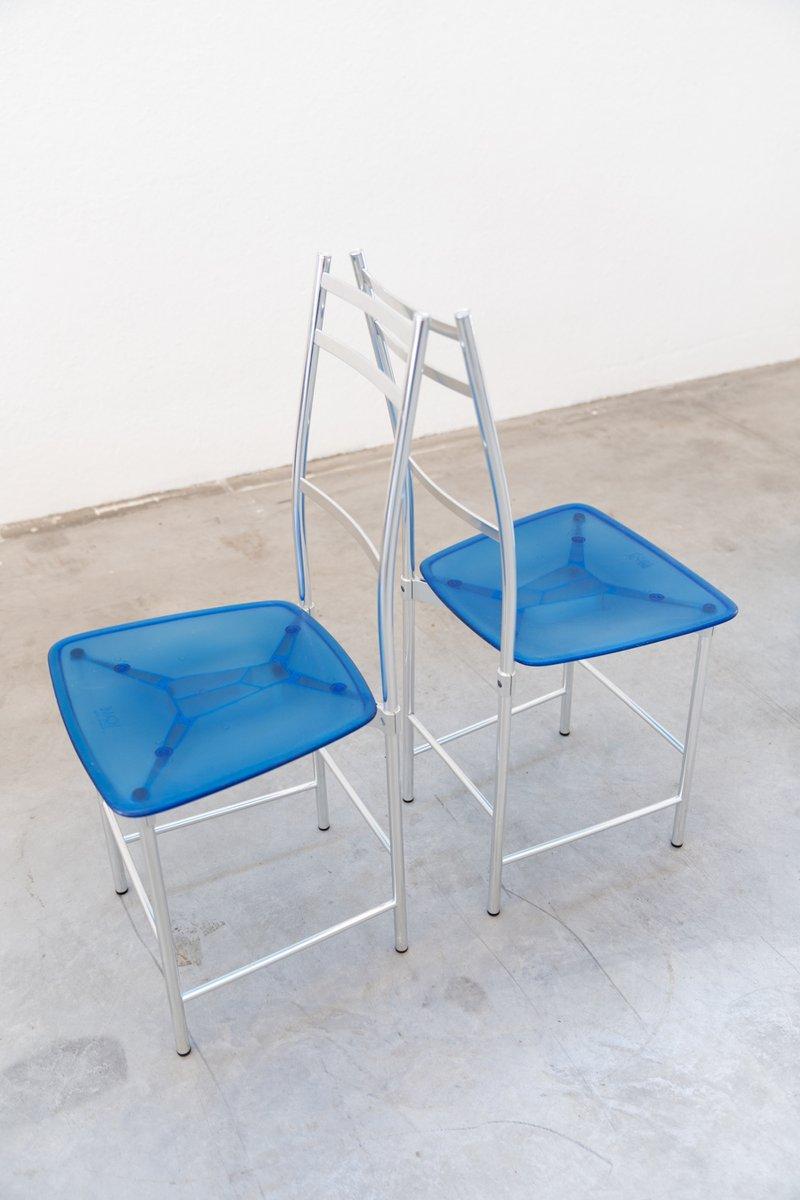Periodo contemporaneo Set di 4 Sedie Ycami Italia in Alluminio Anodizzato e Policarbonato – Design Ann in vendita