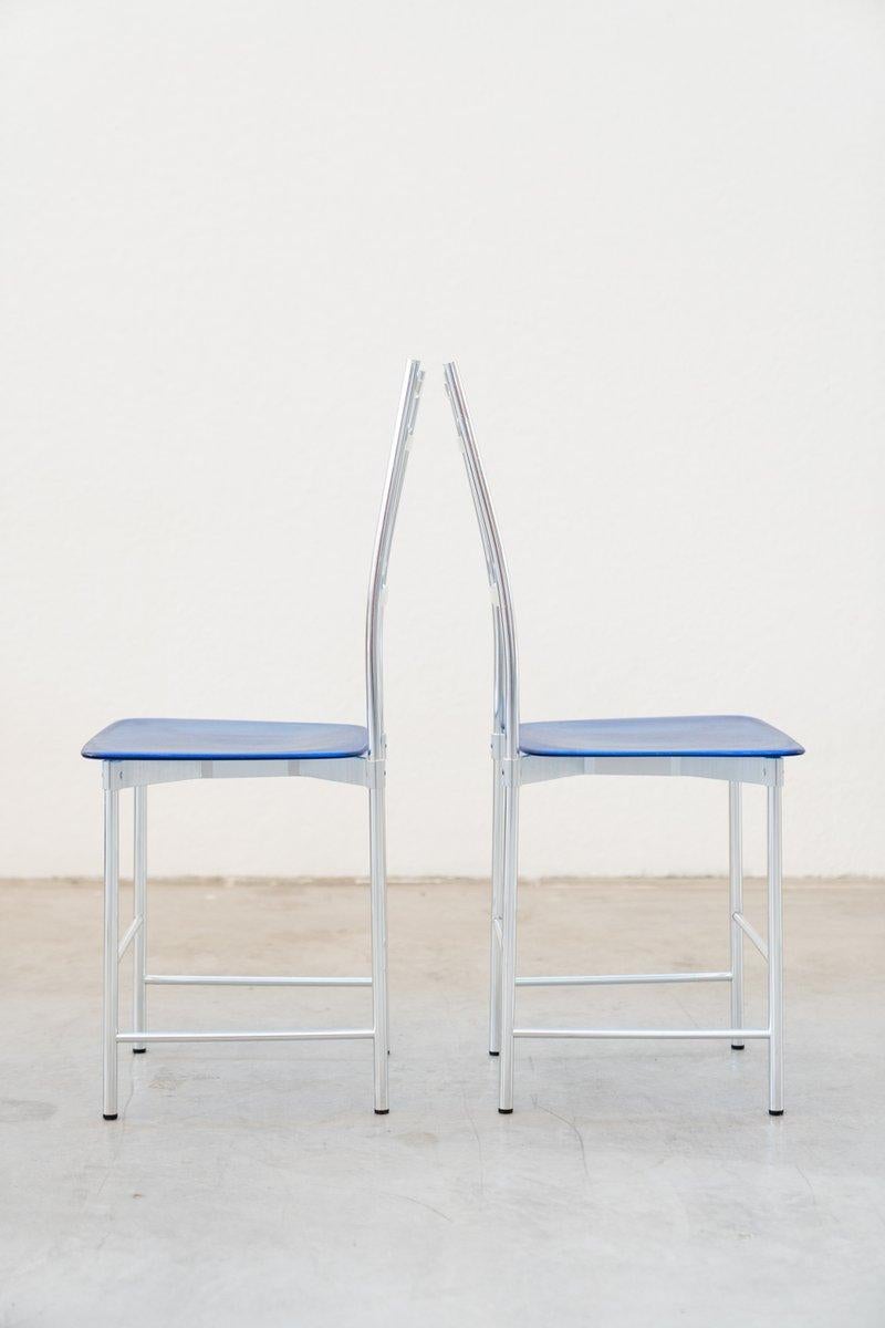 Set di 4 Sedie Ycami Italia in Alluminio Anodizzato e Policarbonato – Design Ann in vendita 1