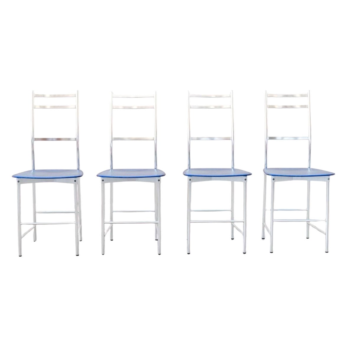 Juego de 4 sillas Ycami Italia de aluminio anodizado y policarbonato - Design Ann