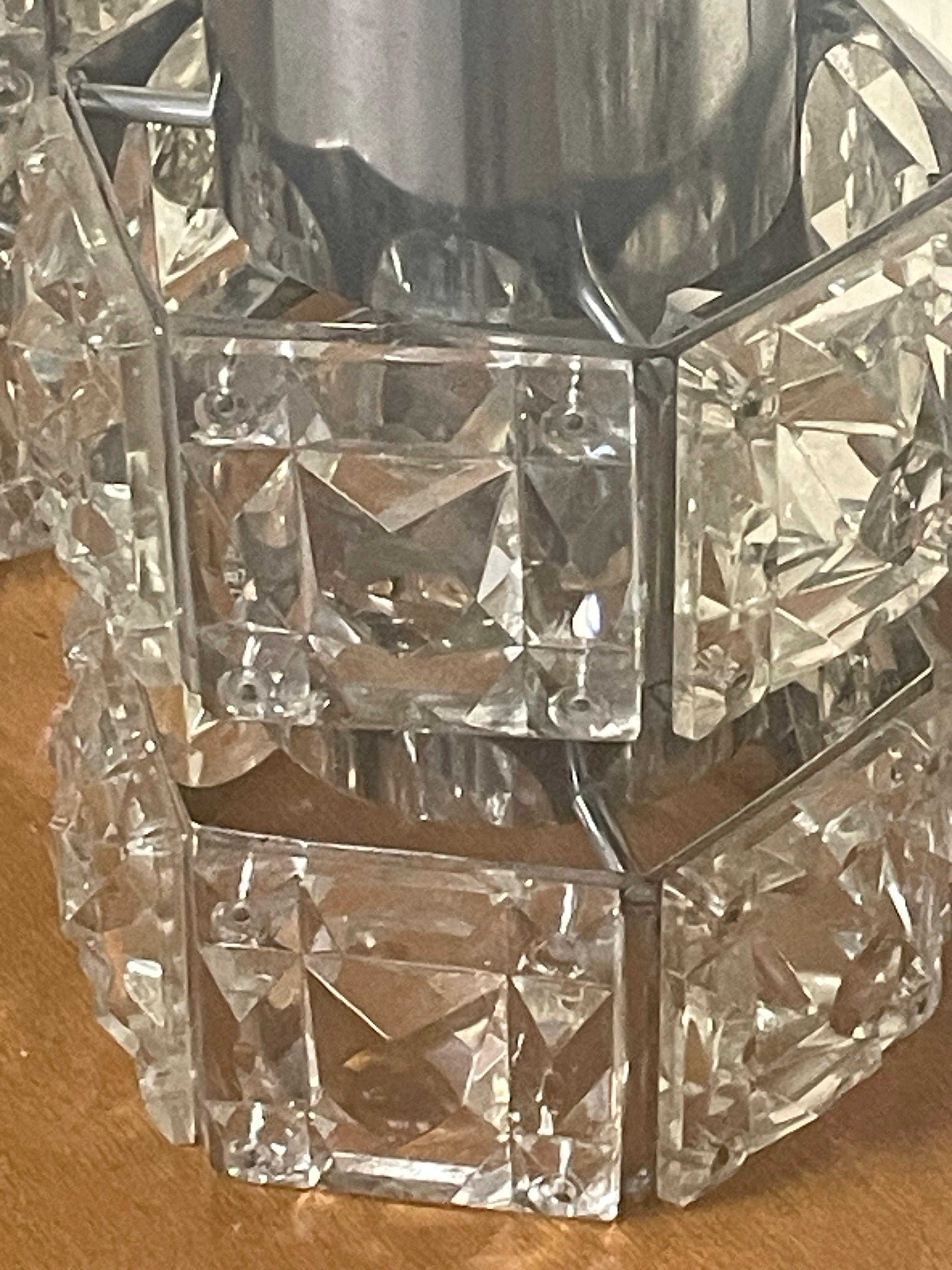 Set di 5 lampade a sospensione in vetro taglio Swarovski e metallo, anni '70 in vendita 4