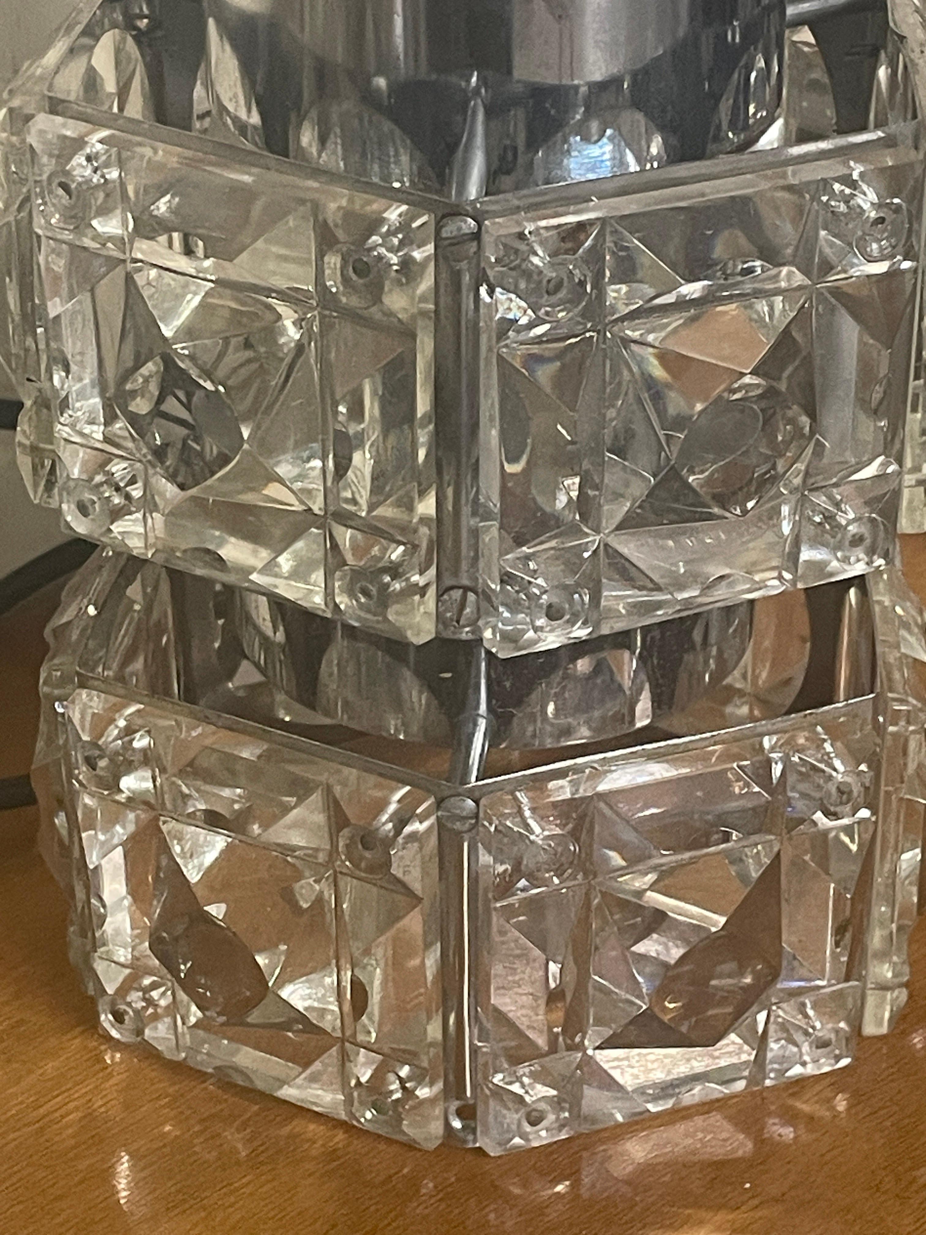 Set di 5 lampade a sospensione in vetro taglio Swarovski e metallo, anni '70 in vendita 6