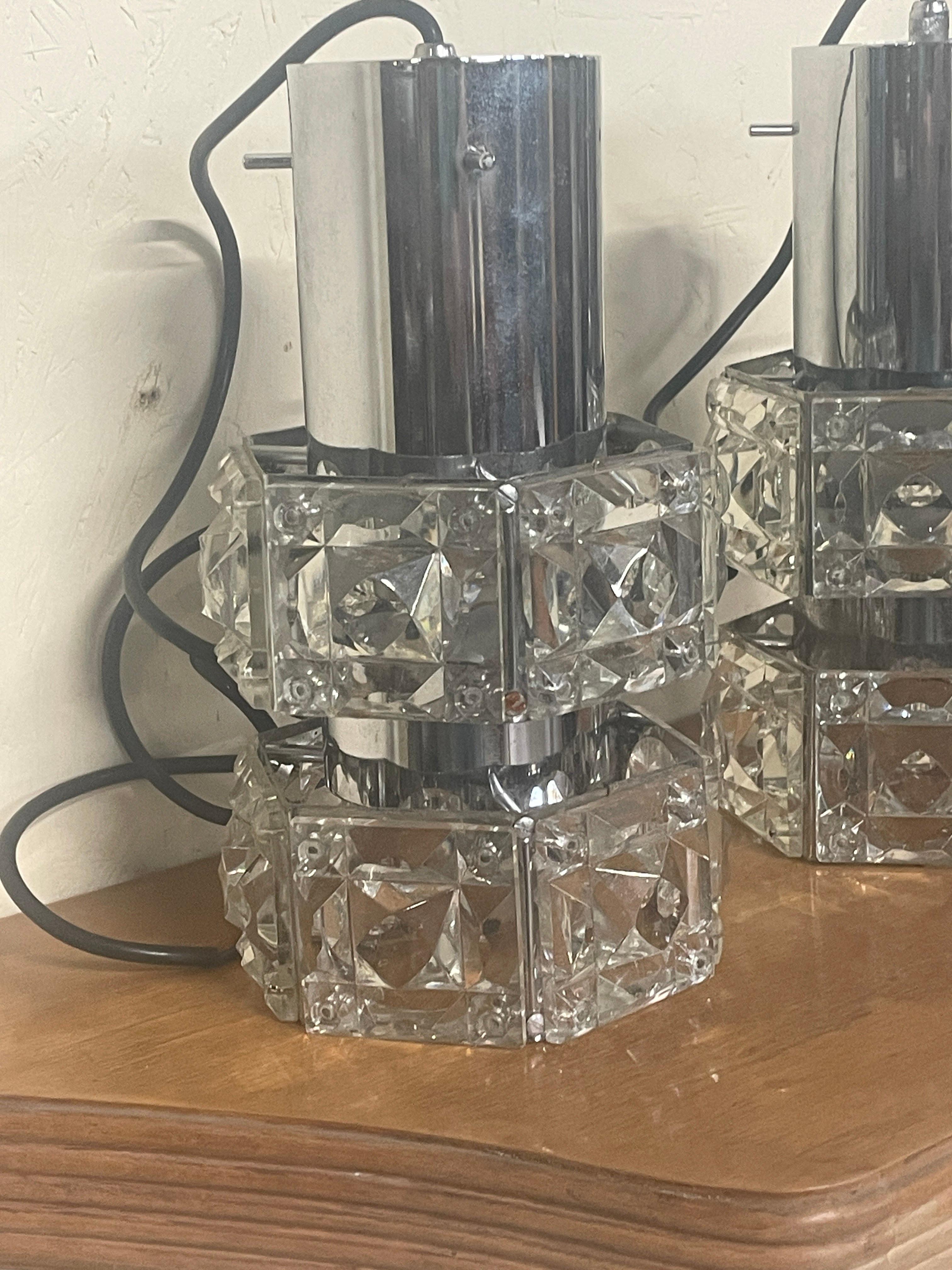 Set di 5 lampade a sospensione in vetro taglio Swarovski e metallo, anni '70 in vendita 11