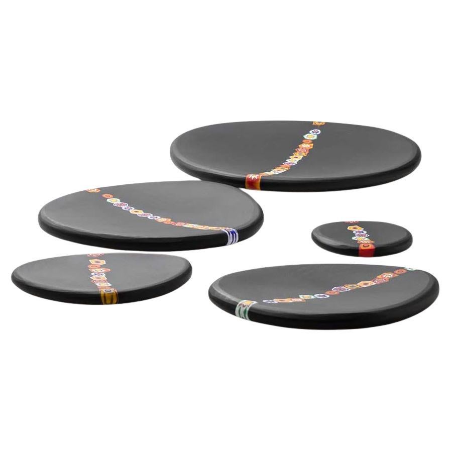 Set de 5 platos de cristal de Murano - Diseño Eliana Lorena , "Rolling Stones". en venta