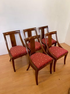 Ensemble de 5 chaises gondoles italiennes de style Empire lombard des années 1970