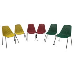 Set di 6 basket chair anni '50 di Gian Franco Legler