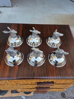 Lot de 6 coupes à glace avec animaux Mauro Manetti Florence 1970 Gucci Style