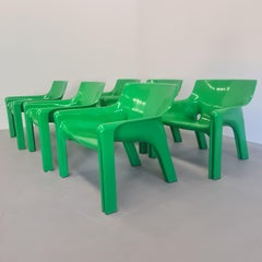 Set of 6 Vicario armchairs by VMagistretti for Artemide, Italy 1970s.