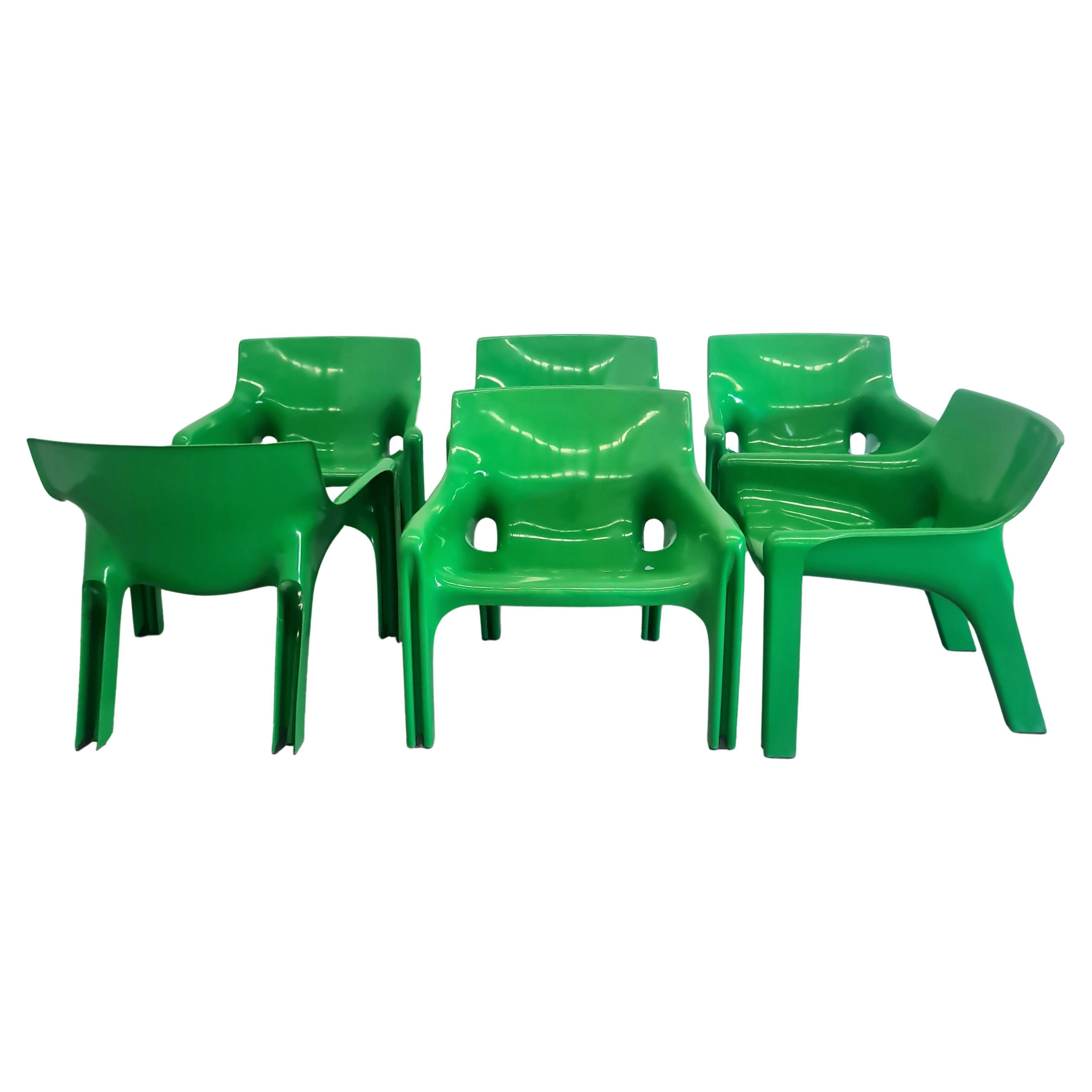 Set of 6 Vicario armchairs by VMagistretti for Artemide, Italy 1970s.