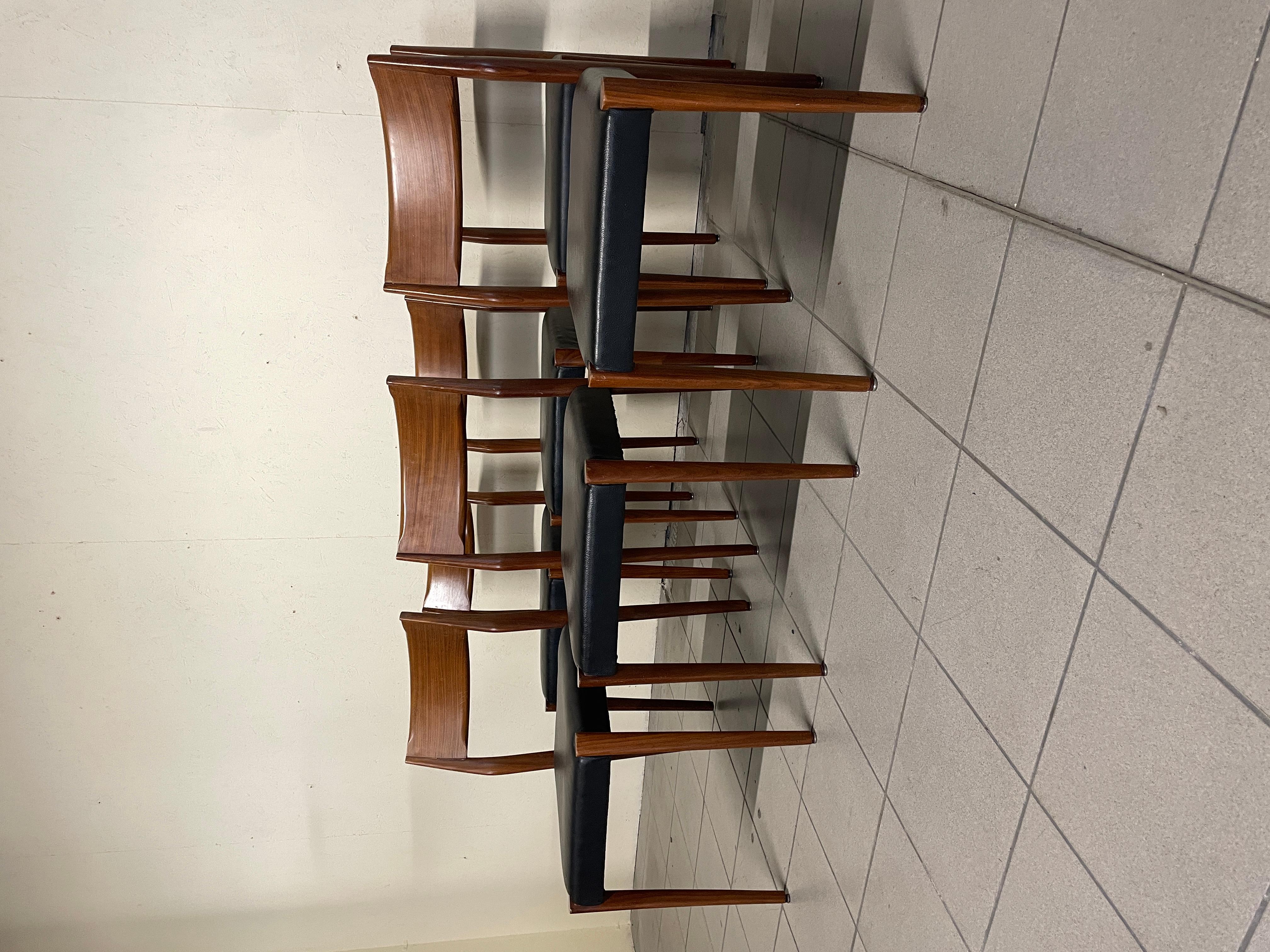 Italian Ensemble de 6 chaises en teck des années 1960 en vente