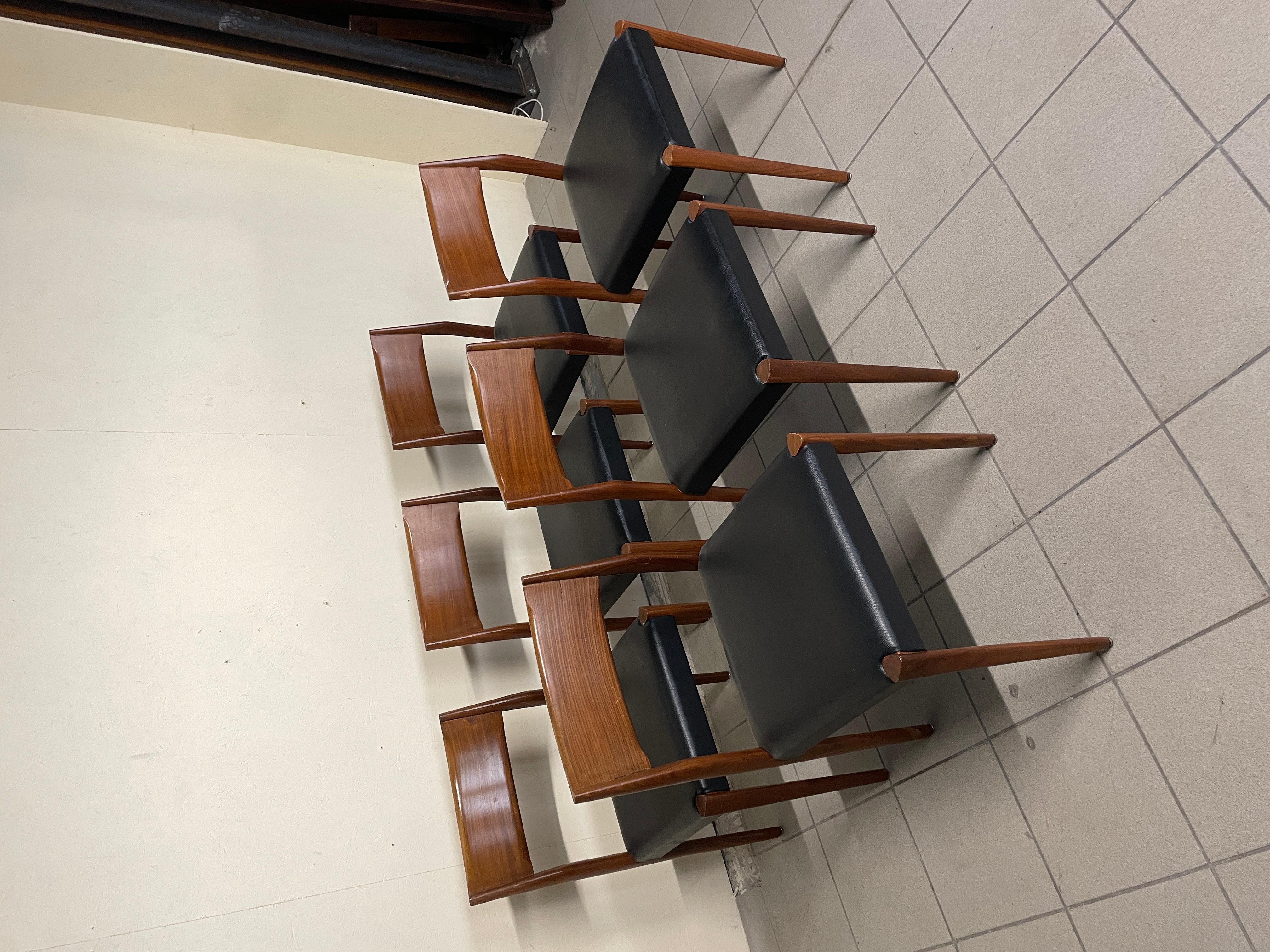 Ensemble de 6 chaises en teck des années 1960 Bon état - En vente à SAN PIETRO MOSEZZO, NO