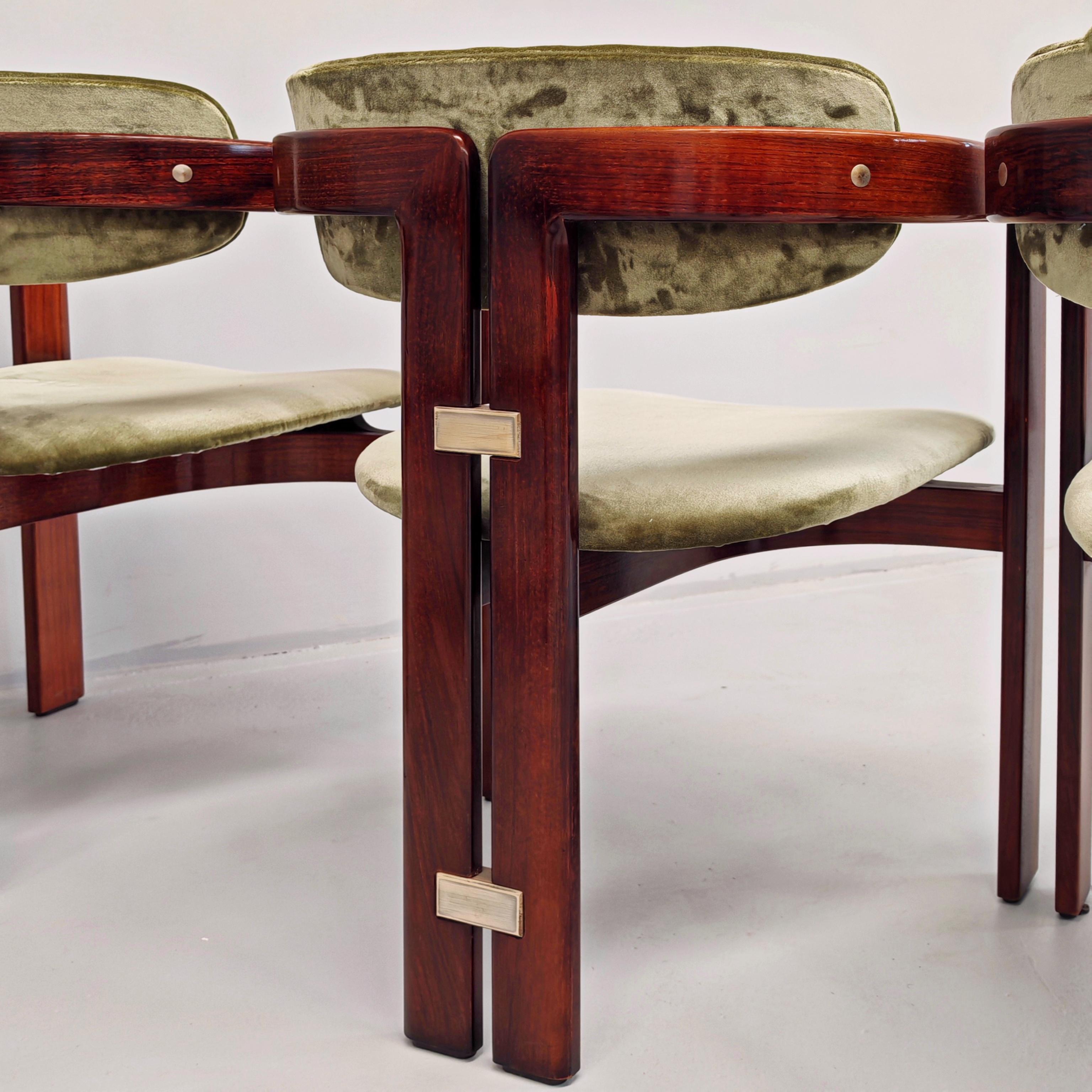 Velvet set of 6 chairs 70s 