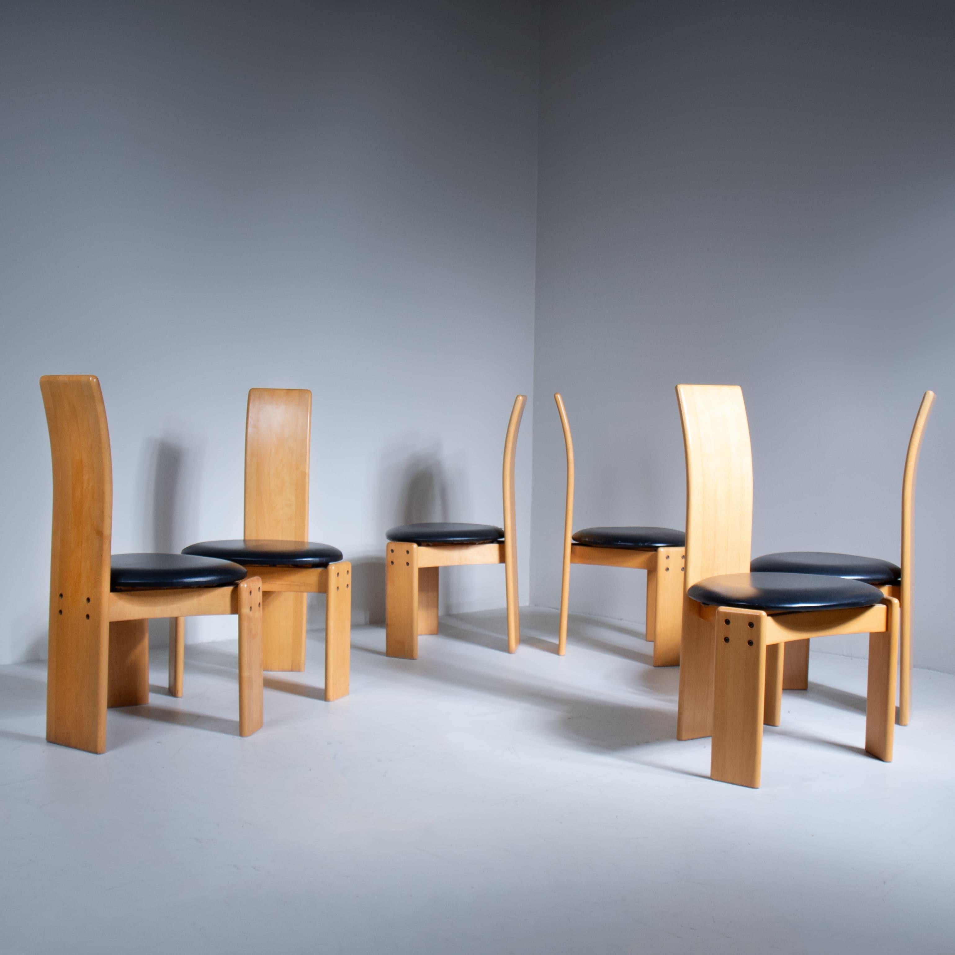 Italian Set of 6 chairs, attributed to Mario Marenco, Mobilgirgi, 1970 For Sale