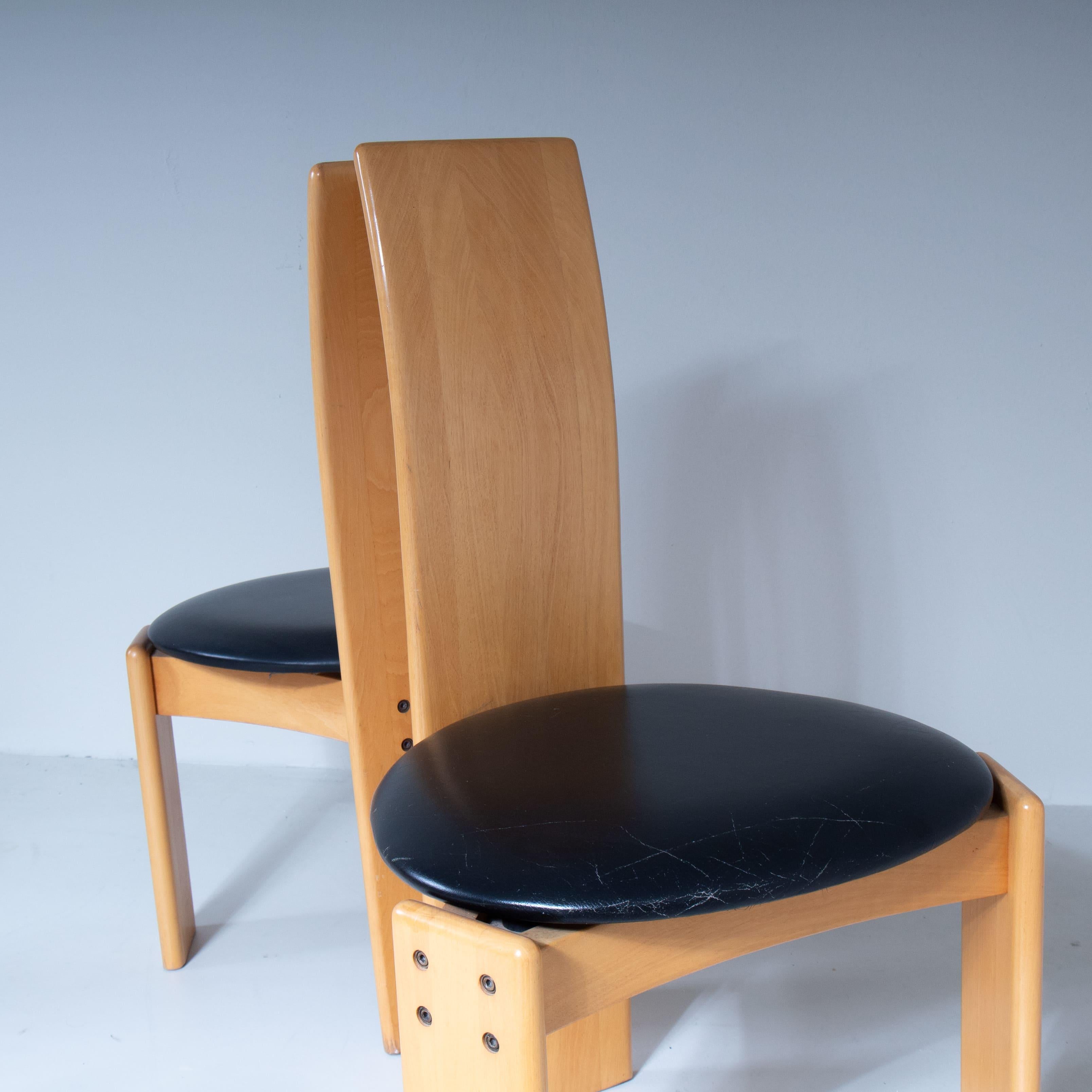 Faux Leather Set of 6 chairs, attributed to Mario Marenco, Mobilgirgi, 1970 For Sale