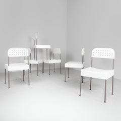 Set of 6 white Box chairs Enzo Mari 1976 plastic and metal