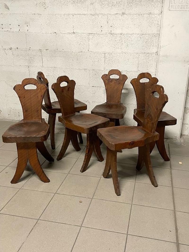 Set of 6 brutalist chairs from the 1960s For Sale 9