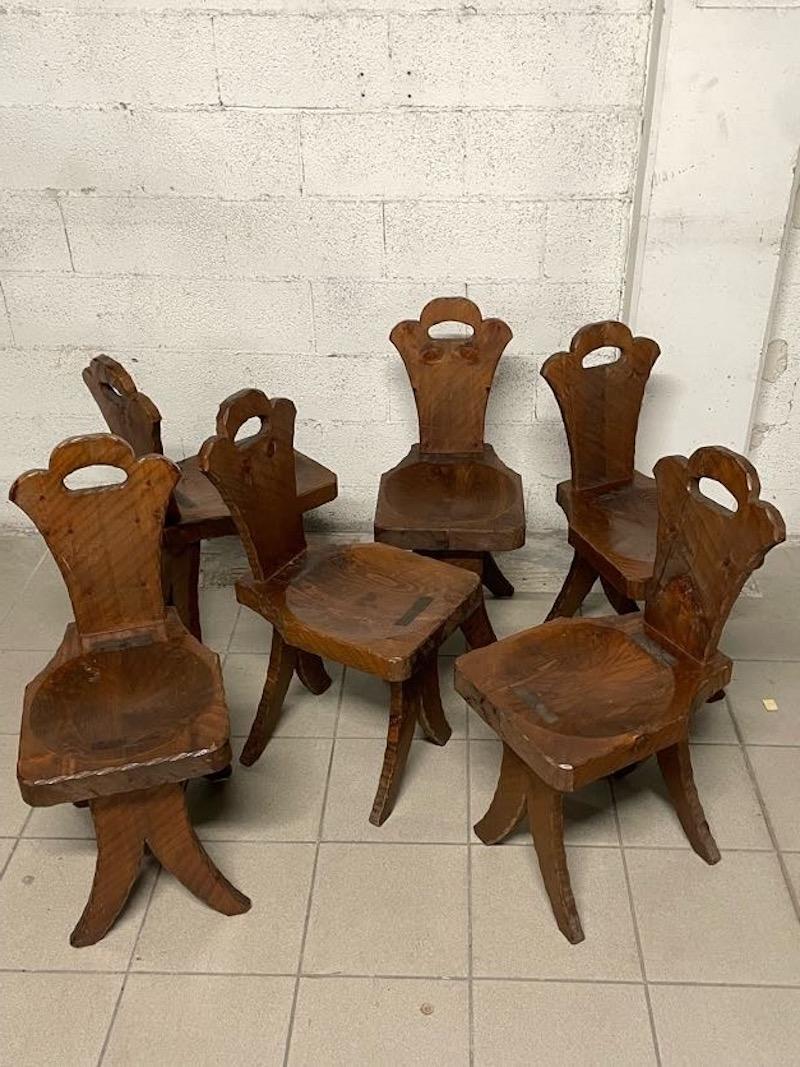 Set of 6 brutalist chairs from the 1960s For Sale 10