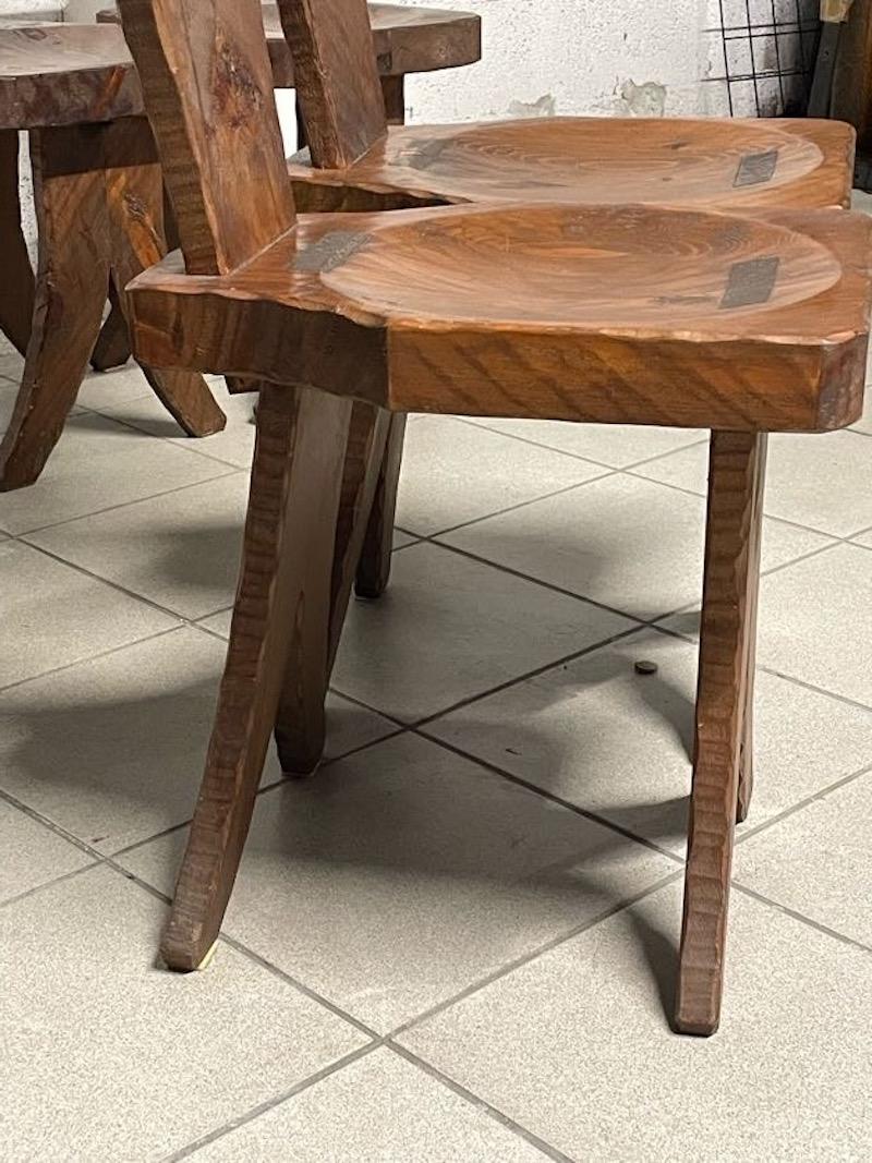 Italian Set of 6 brutalist chairs from the 1960s For Sale