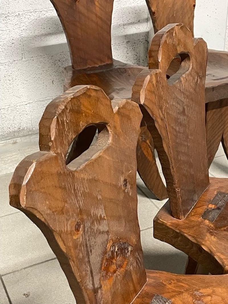 Set of 6 brutalist chairs from the 1960s In Good Condition For Sale In SAN PIETRO MOSEZZO, NO