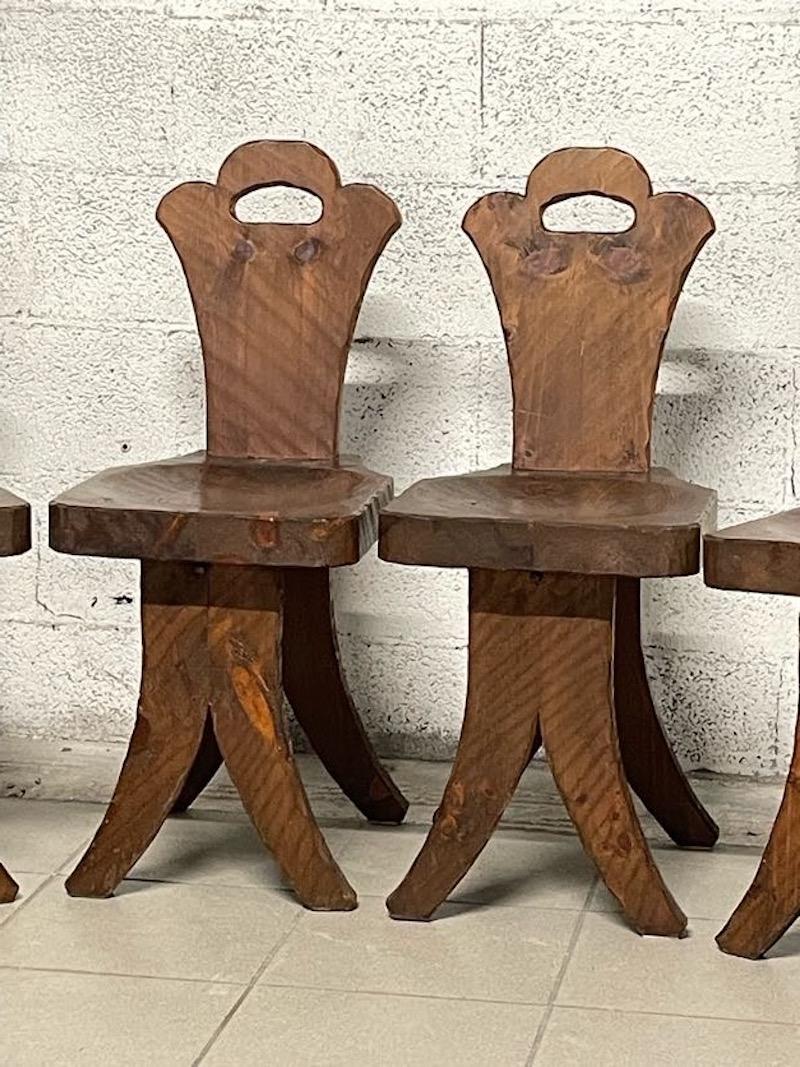 Mid-20th Century Set of 6 brutalist chairs from the 1960s For Sale