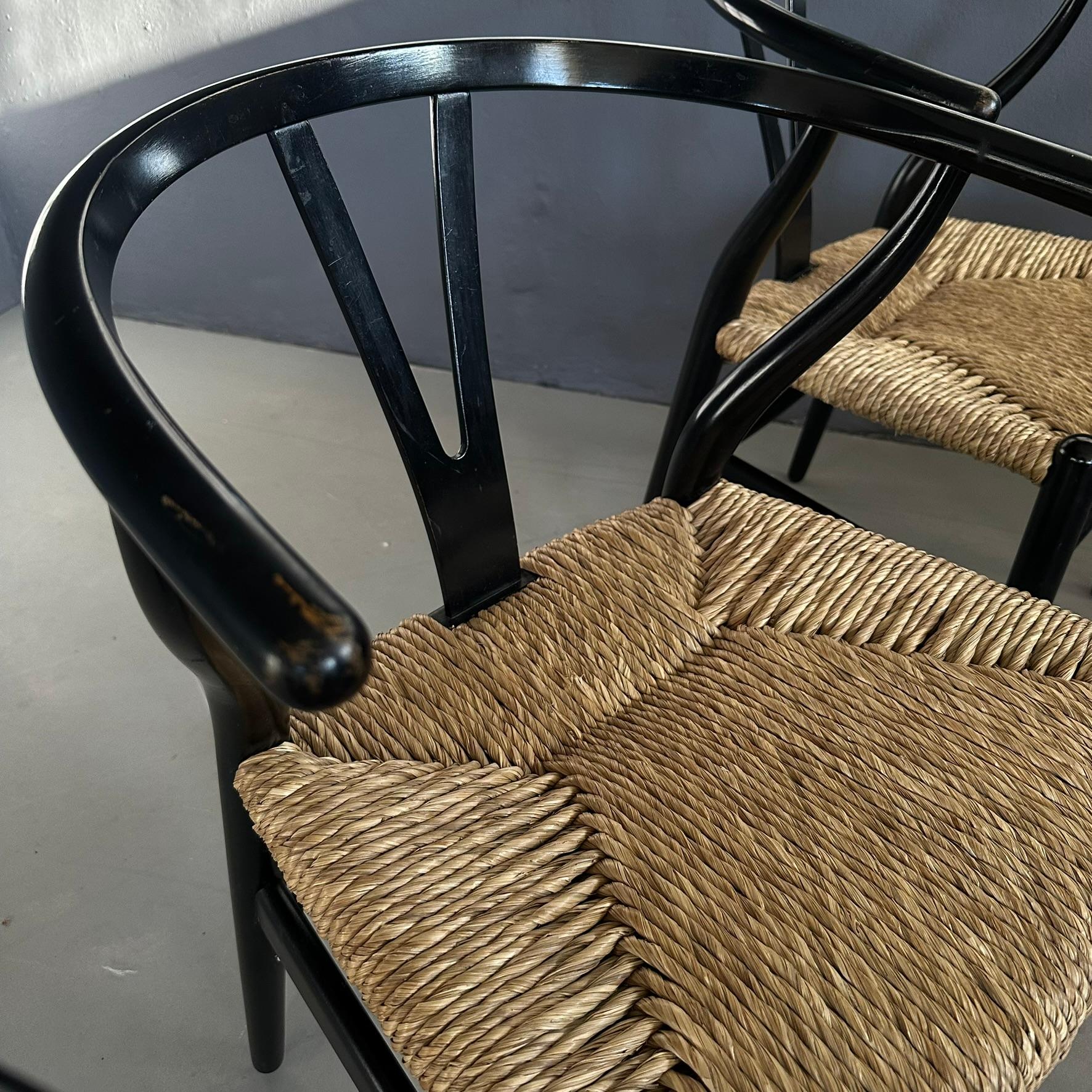 Set di 6 sedie 'CH24 Wishbone' design di Hans J. Wegner, black structure 5