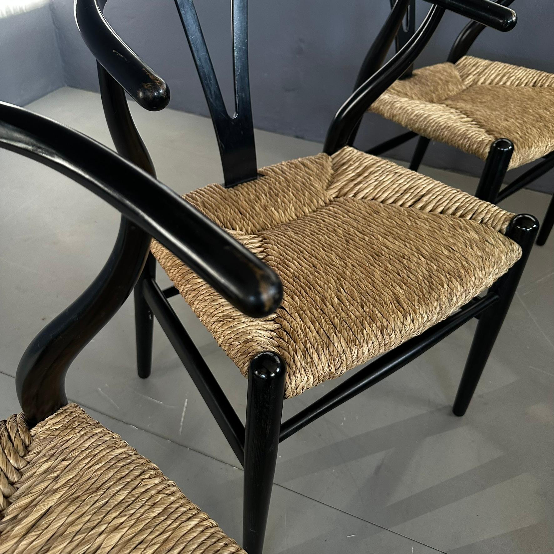 Set di 6 sedie 'CH24 Wishbone' design di Hans J. Wegner, black structure 6