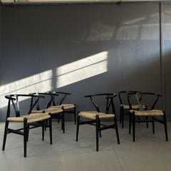 Set di 6 sedie 'CH24 Wishbone' design di Hans J. Wegner, black structure