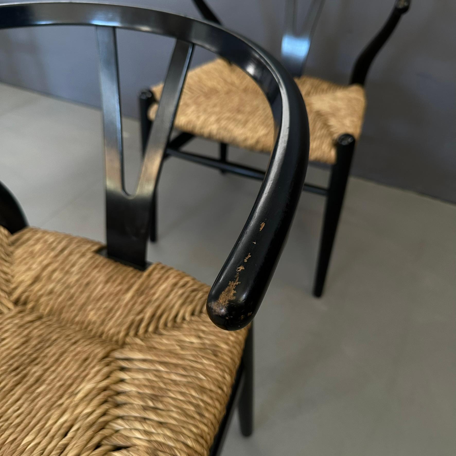 Mid-20th Century Set di 6 sedie 'CH24 Wishbone' design di Hans J. Wegner, black structure