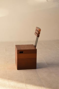 Juego de 6 sillas cúbicas de los años 80, estilo Midcentury, de madera de iroko y metal