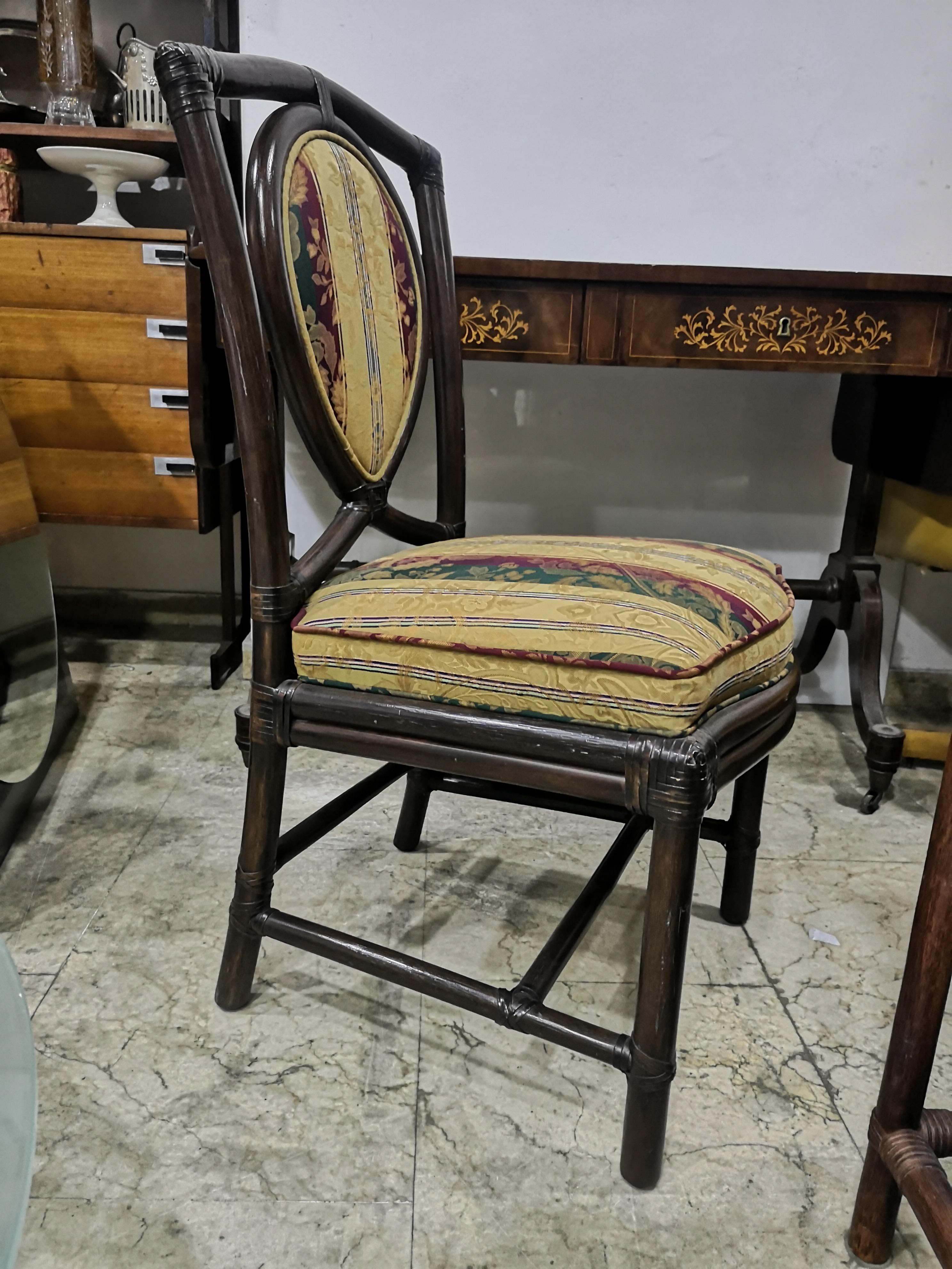 Juego de 6 sillas de comedor de bambú de Gasparucci Italo, años 70 en venta 4