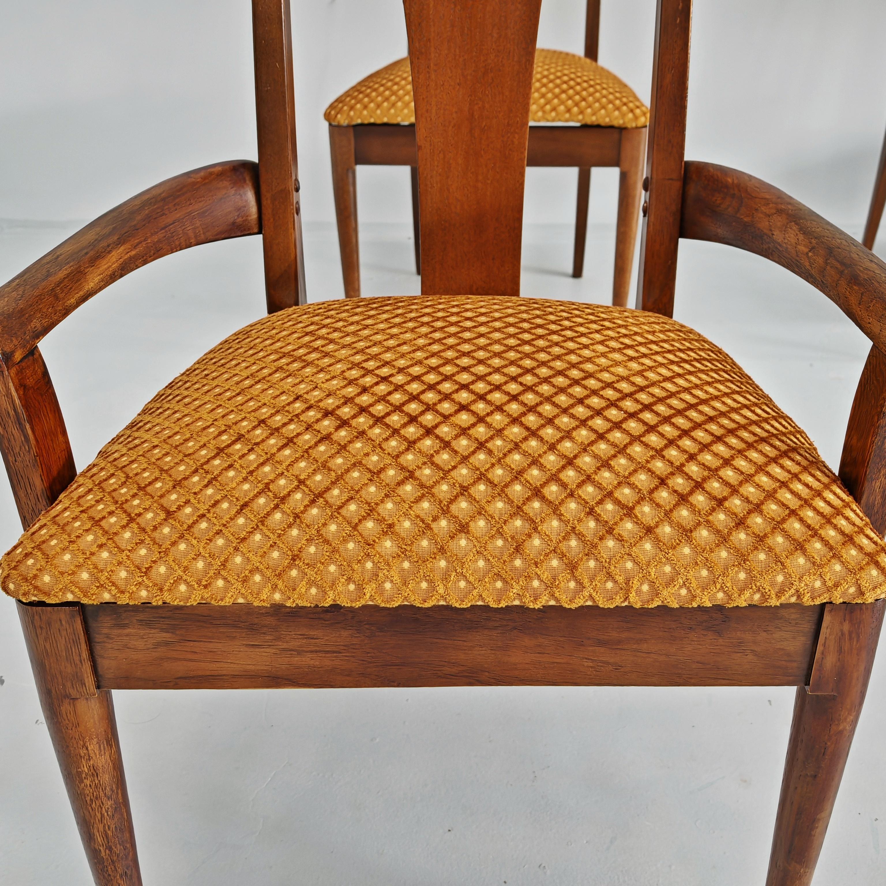 Juego de 6 sillas vintage de madera y terciopelo jacquard años 60 de Broyhill Brasilia en venta 5