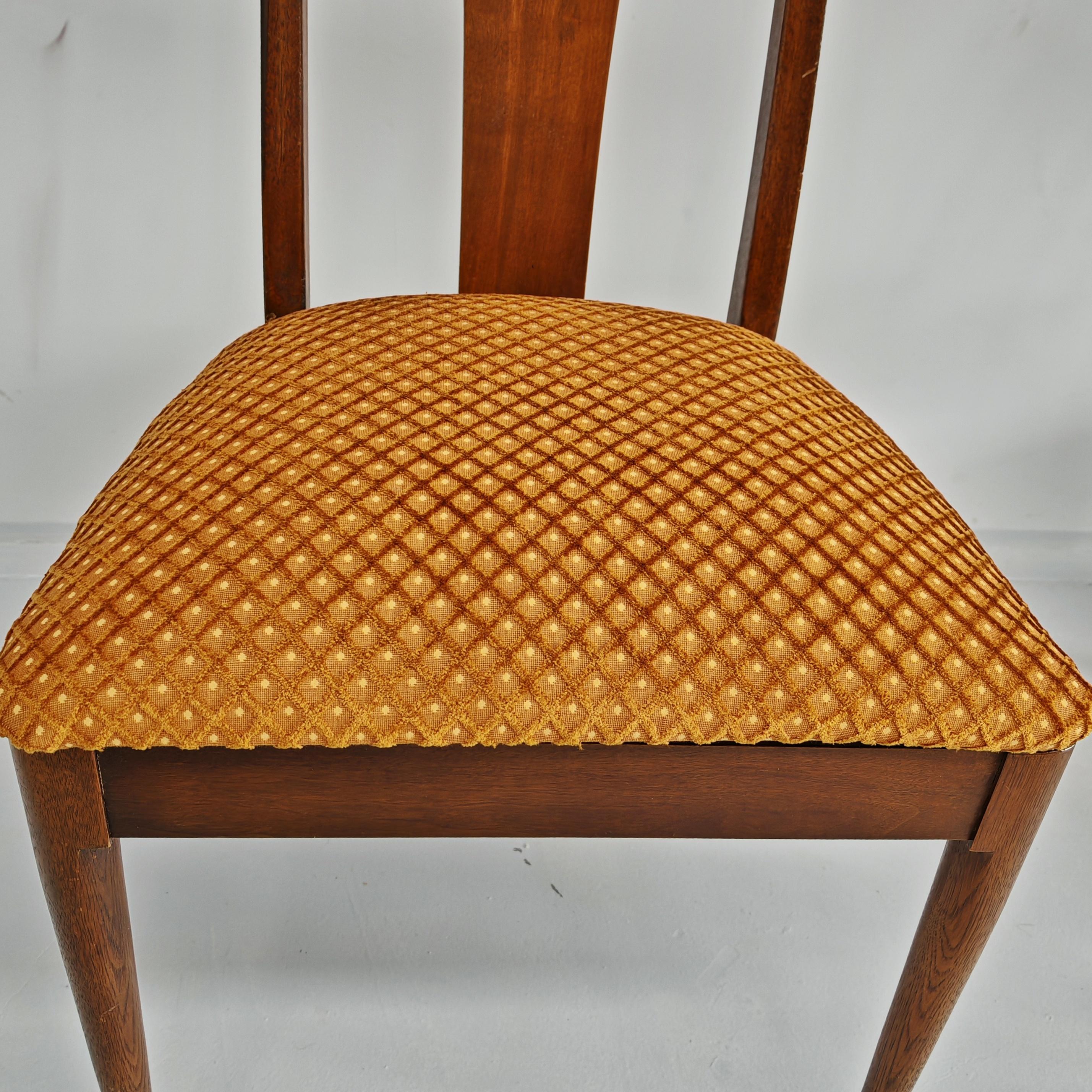 Juego de 6 sillas vintage de madera y terciopelo jacquard años 60 de Broyhill Brasilia en venta 6