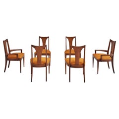 Set di 6 sedie vintage in legno e velluto jacquard anni 60 di Broyhill Brasilia
