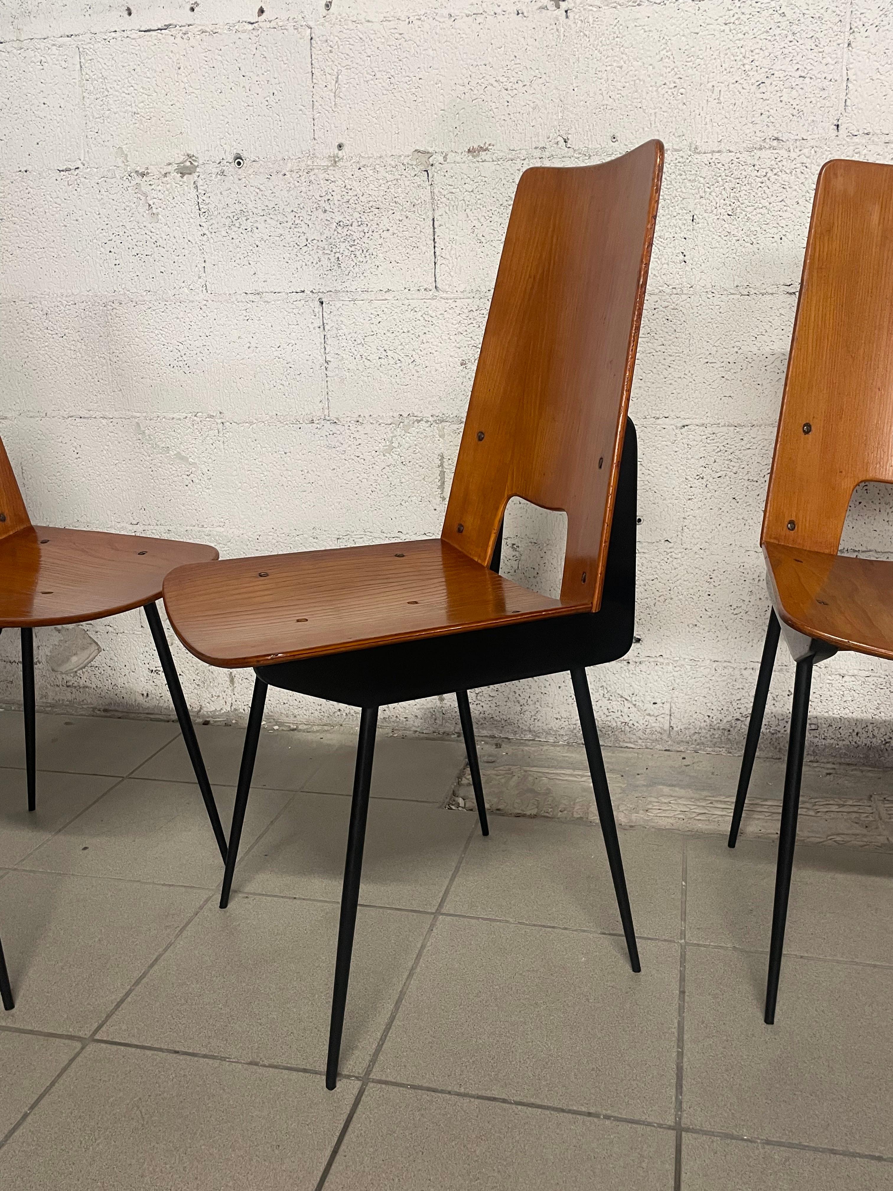 Set of 6 chairs designed by Carlo Ratti for Società Compensati Curvati, 1950s 3