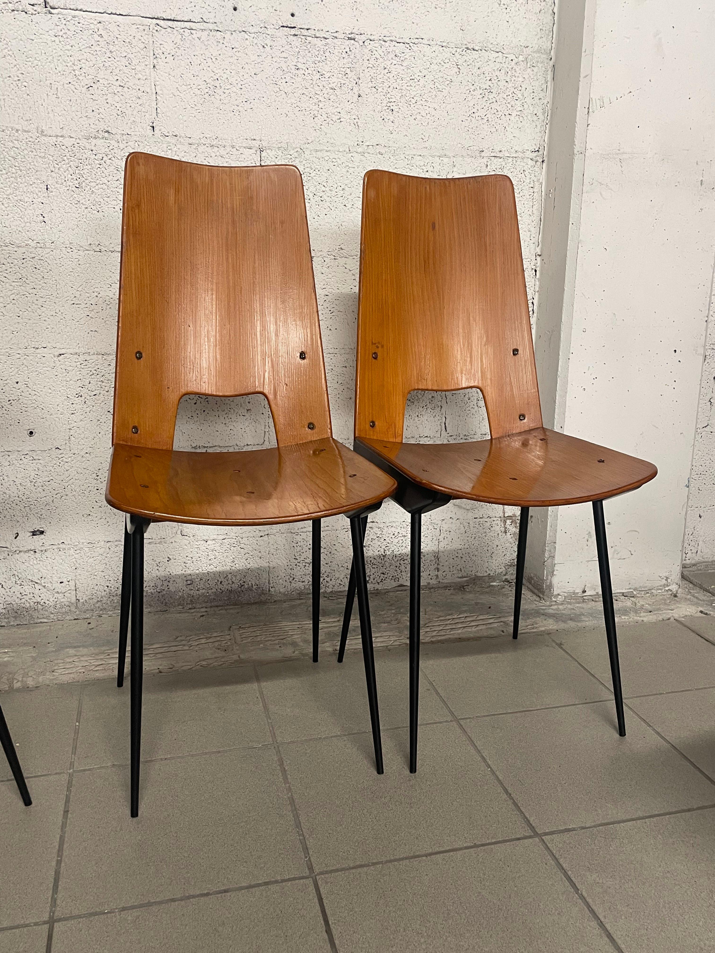 Set of 6 chairs designed by Carlo Ratti for Società Compensati Curvati, 1950s 4