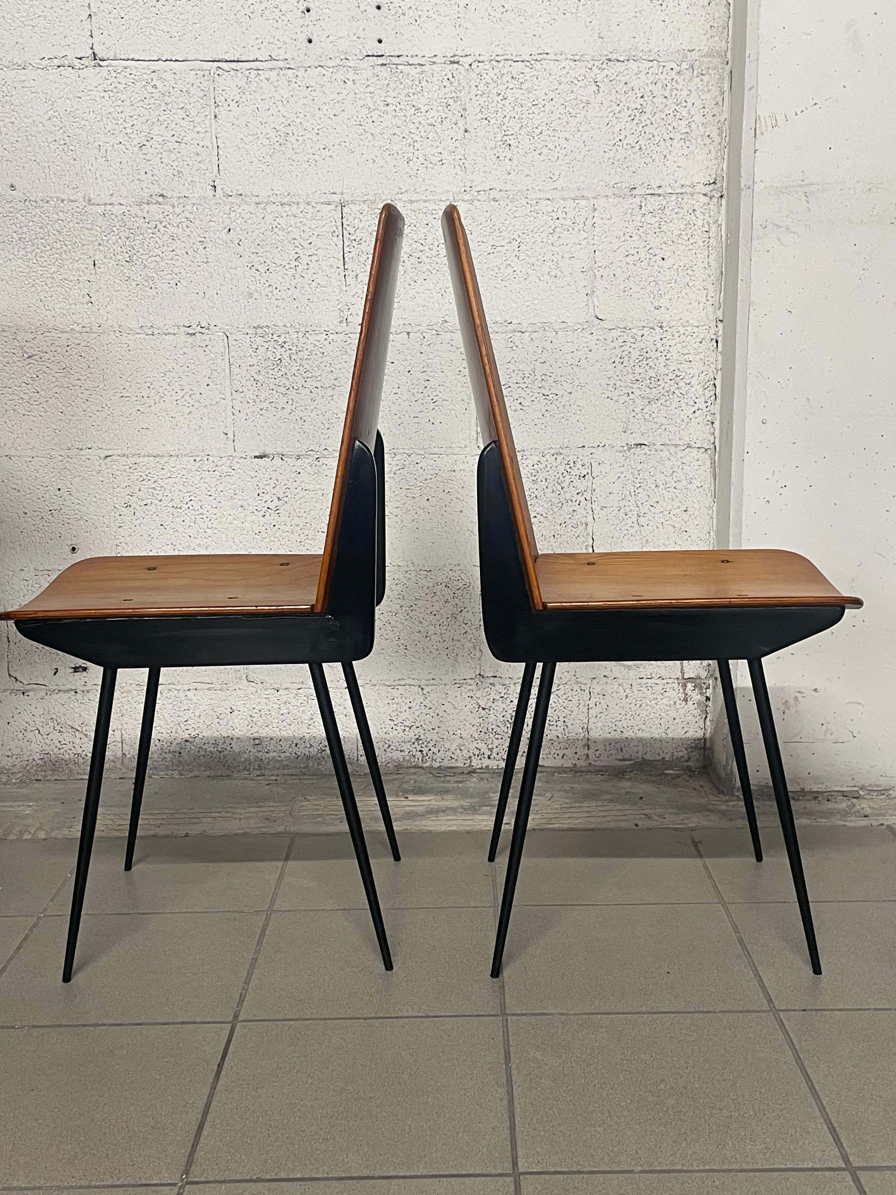 Set of 6 chairs designed by Carlo Ratti for Società Compensati Curvati, 1950s 5