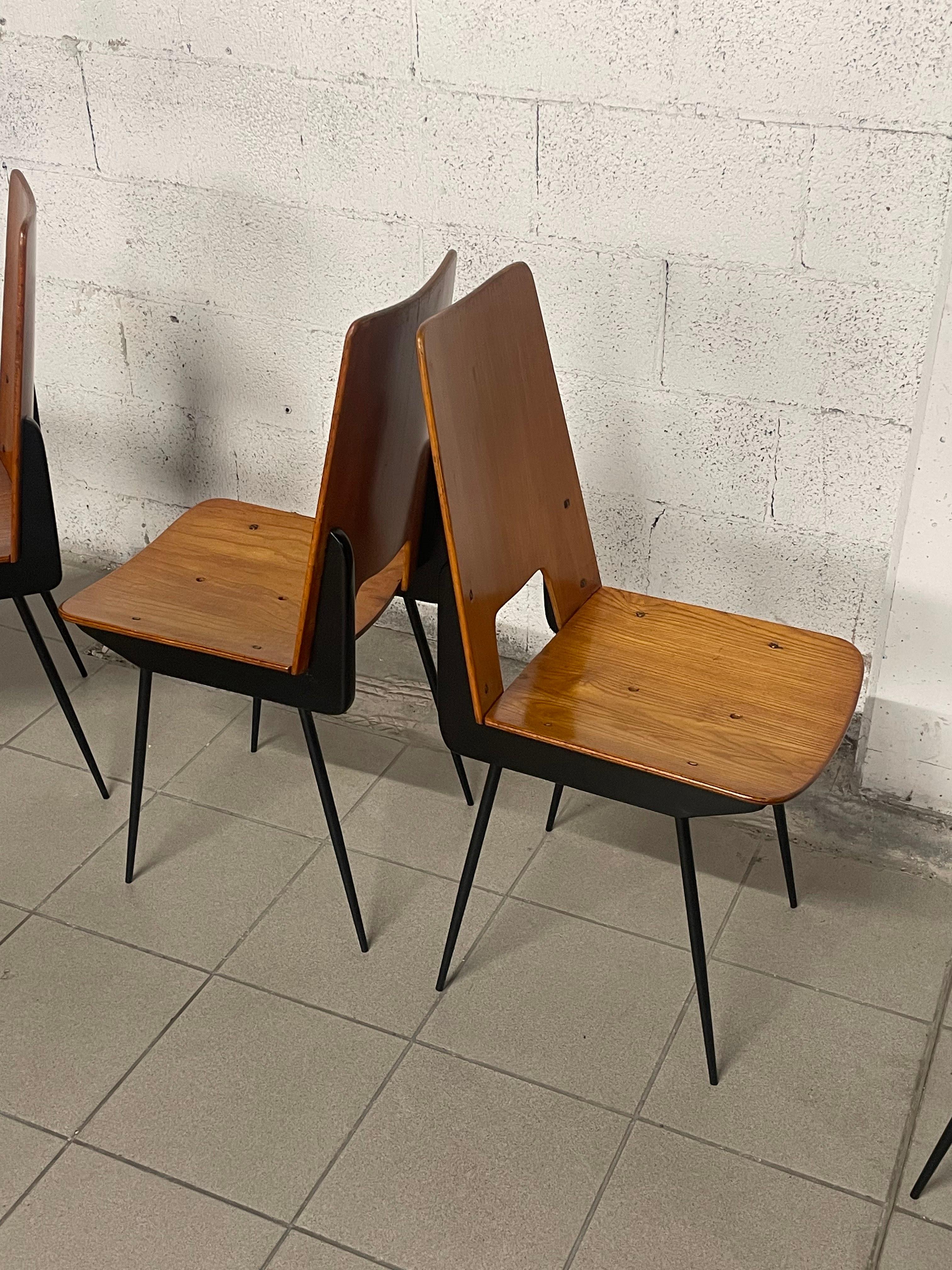 Set of 6 chairs designed by Carlo Ratti for Società Compensati Curvati, 1950s 6