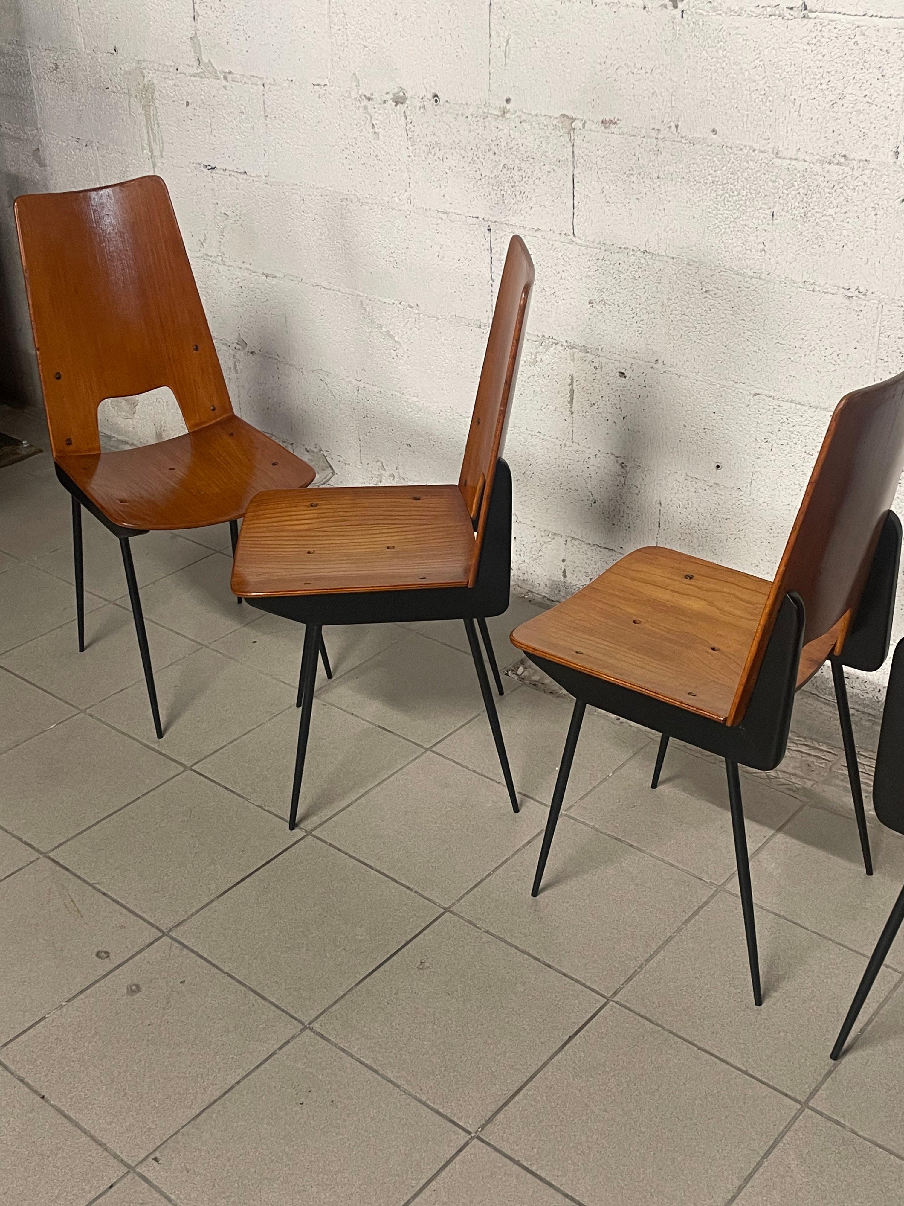 Set of 6 chairs designed by Carlo Ratti for Società Compensati Curvati, 1950s 7