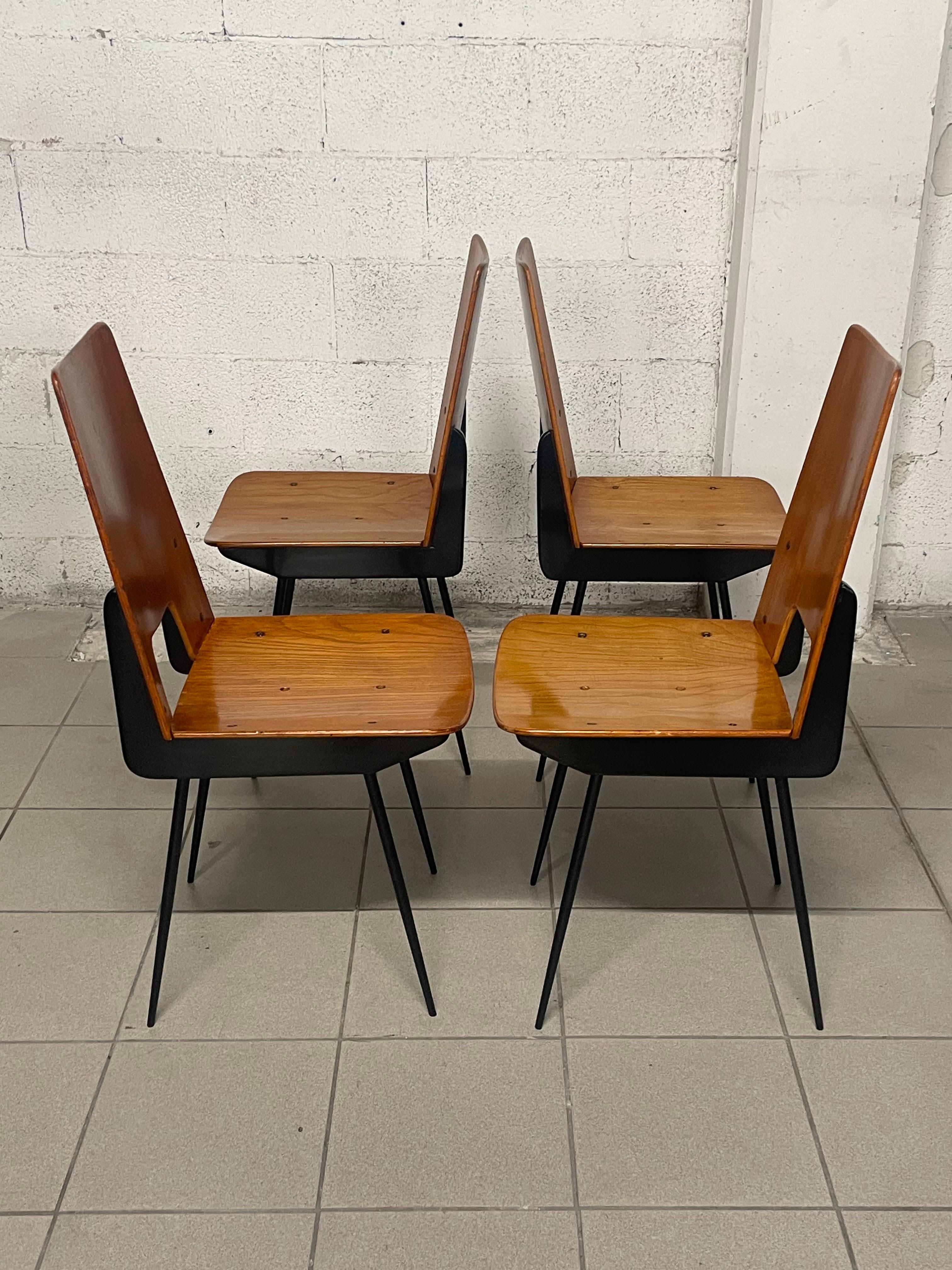 Set of 6 chairs designed by Carlo Ratti for Società Compensati Curvati, 1950s 8