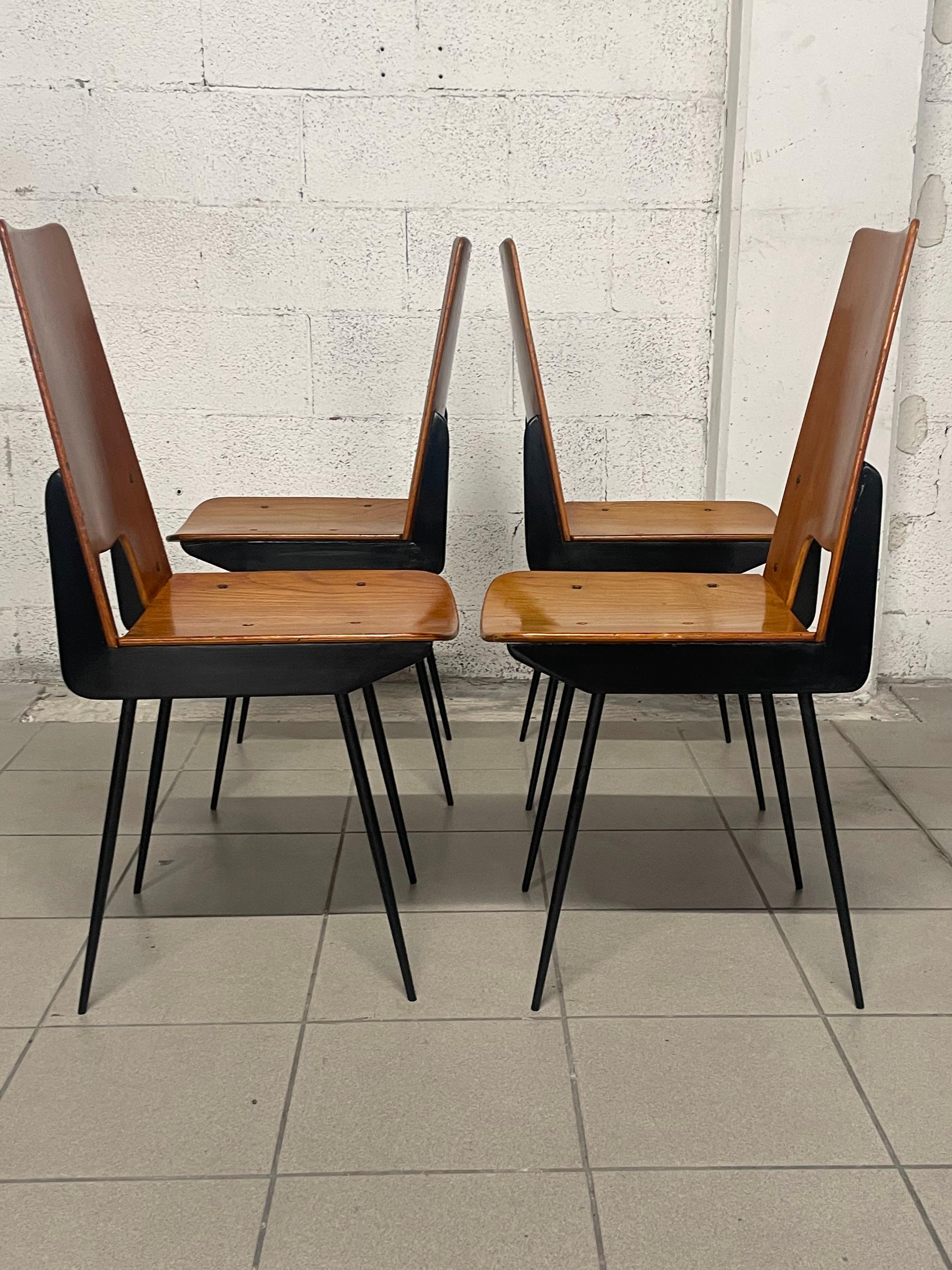 Set of 6 chairs designed by Carlo Ratti for Società Compensati Curvati, 1950s 9