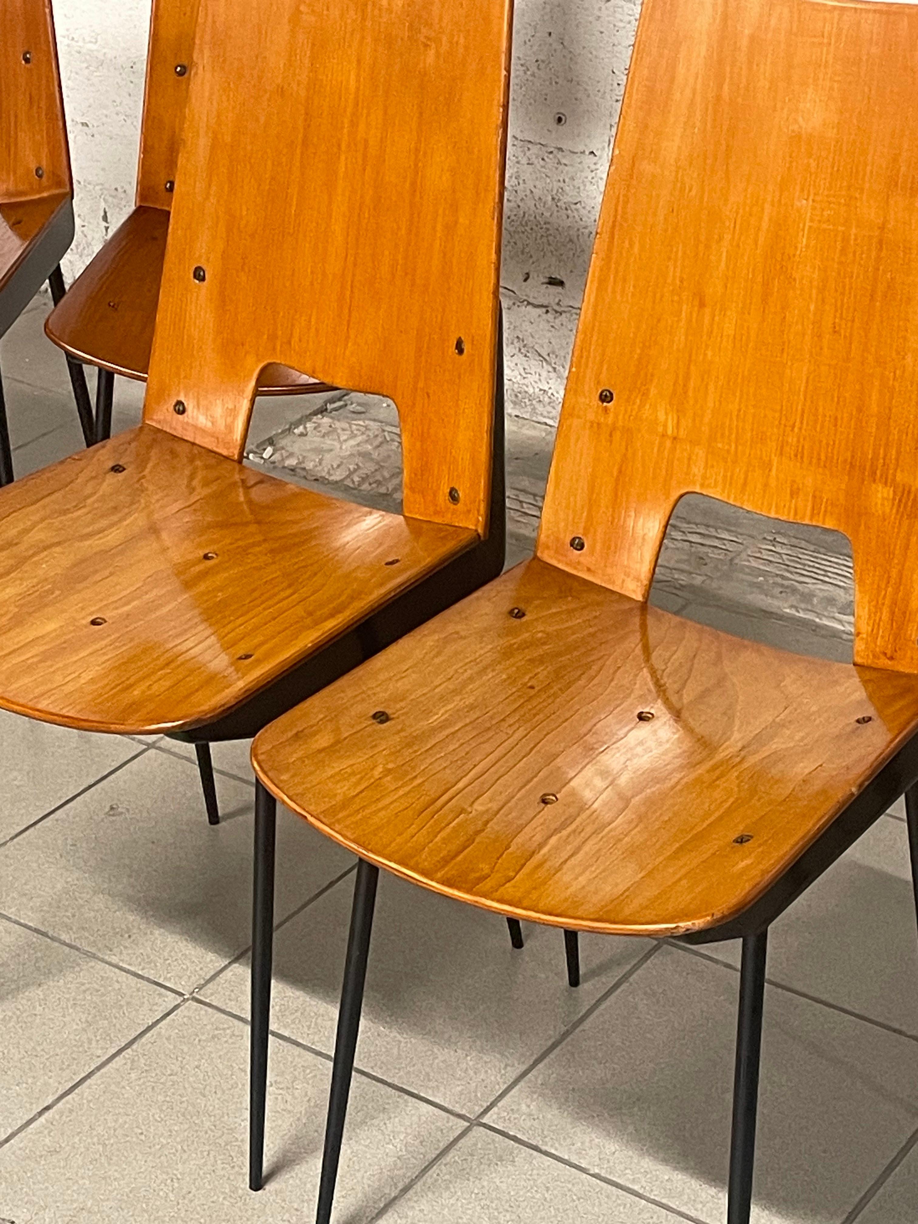 Set of 6 chairs designed by Carlo Ratti for Società Compensati Curvati, 1950s In Excellent Condition In SAN PIETRO MOSEZZO, NO