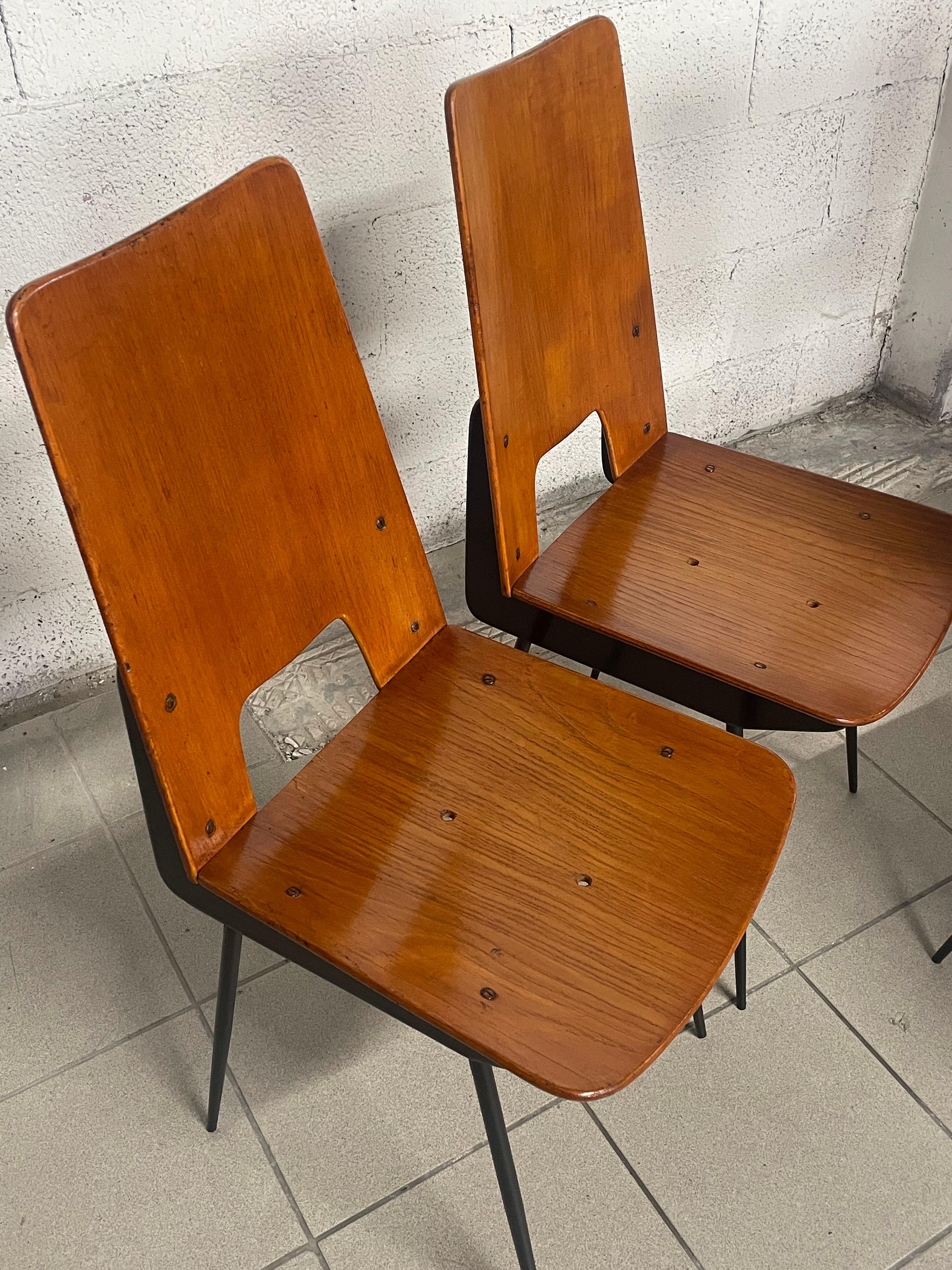 Mid-20th Century Set of 6 chairs designed by Carlo Ratti for Società Compensati Curvati, 1950s